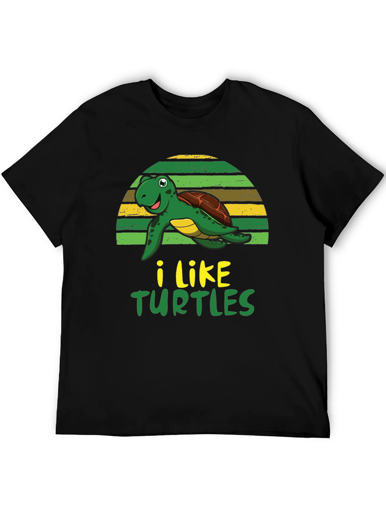 I Like Turtles Graphic Tee - Black Cotton T-Shirt