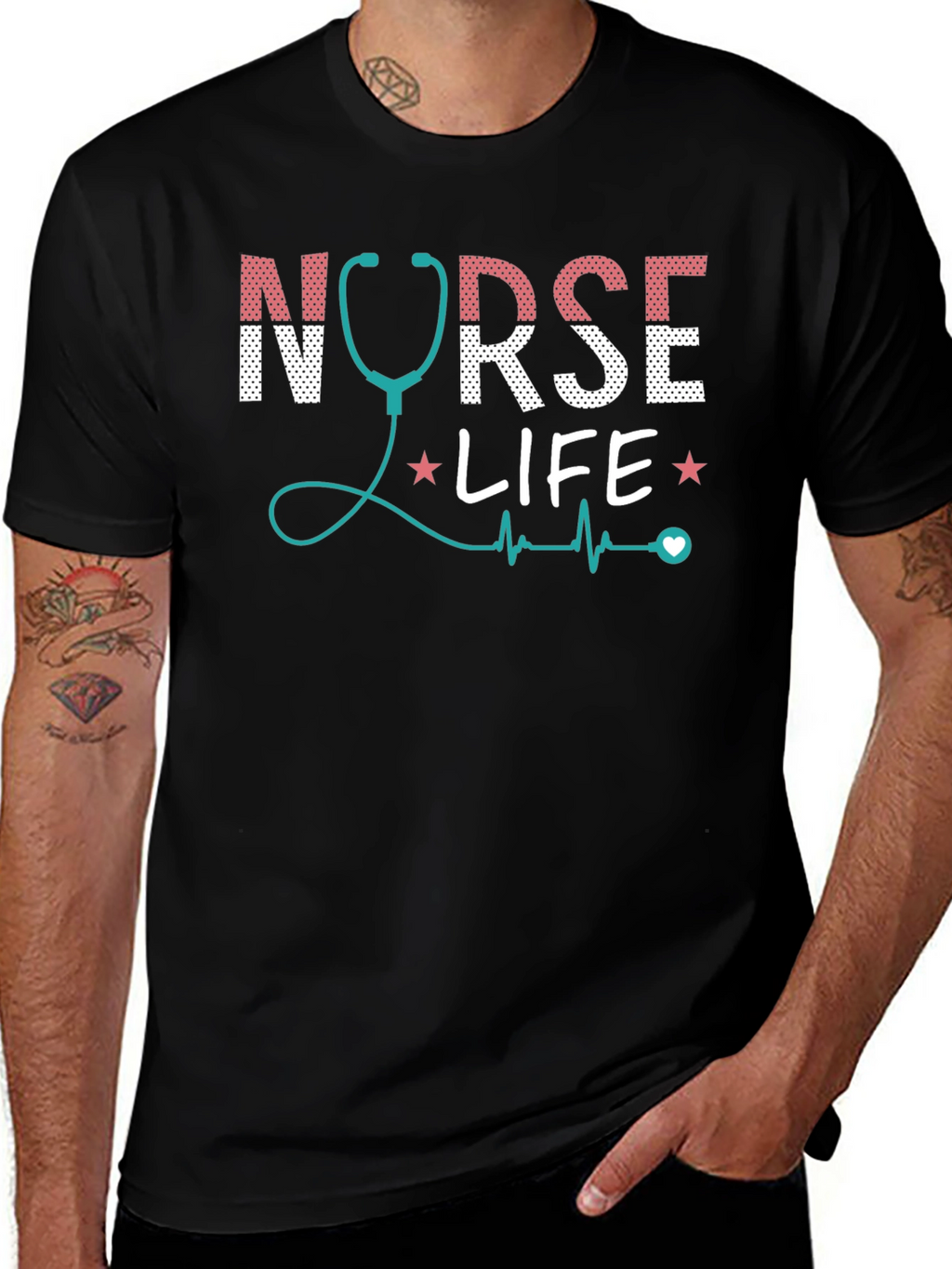 Nurse Life Graphic Tee - Stethoscope Design