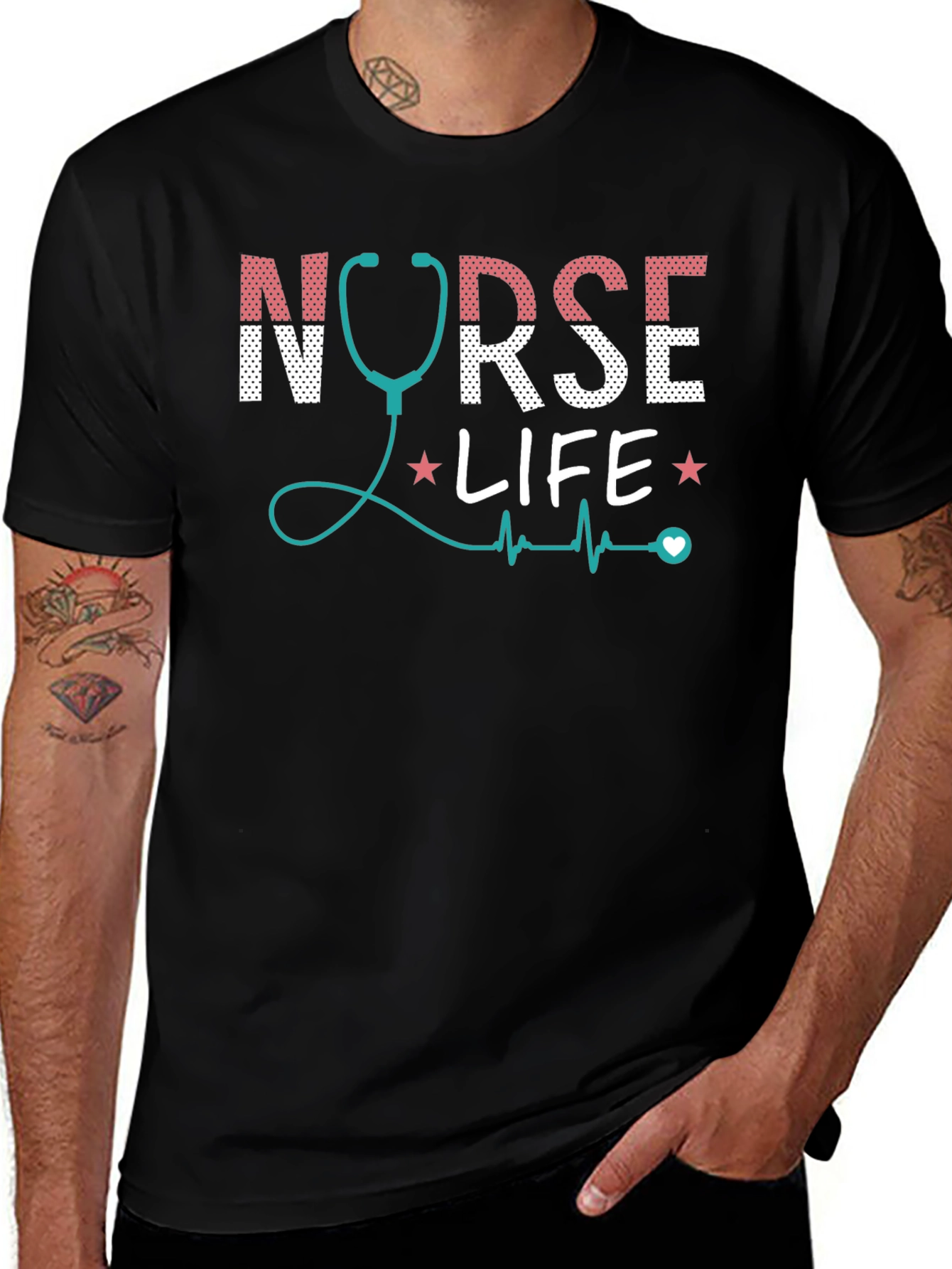 Nurse Life Graphic Tee - Stethoscope Design