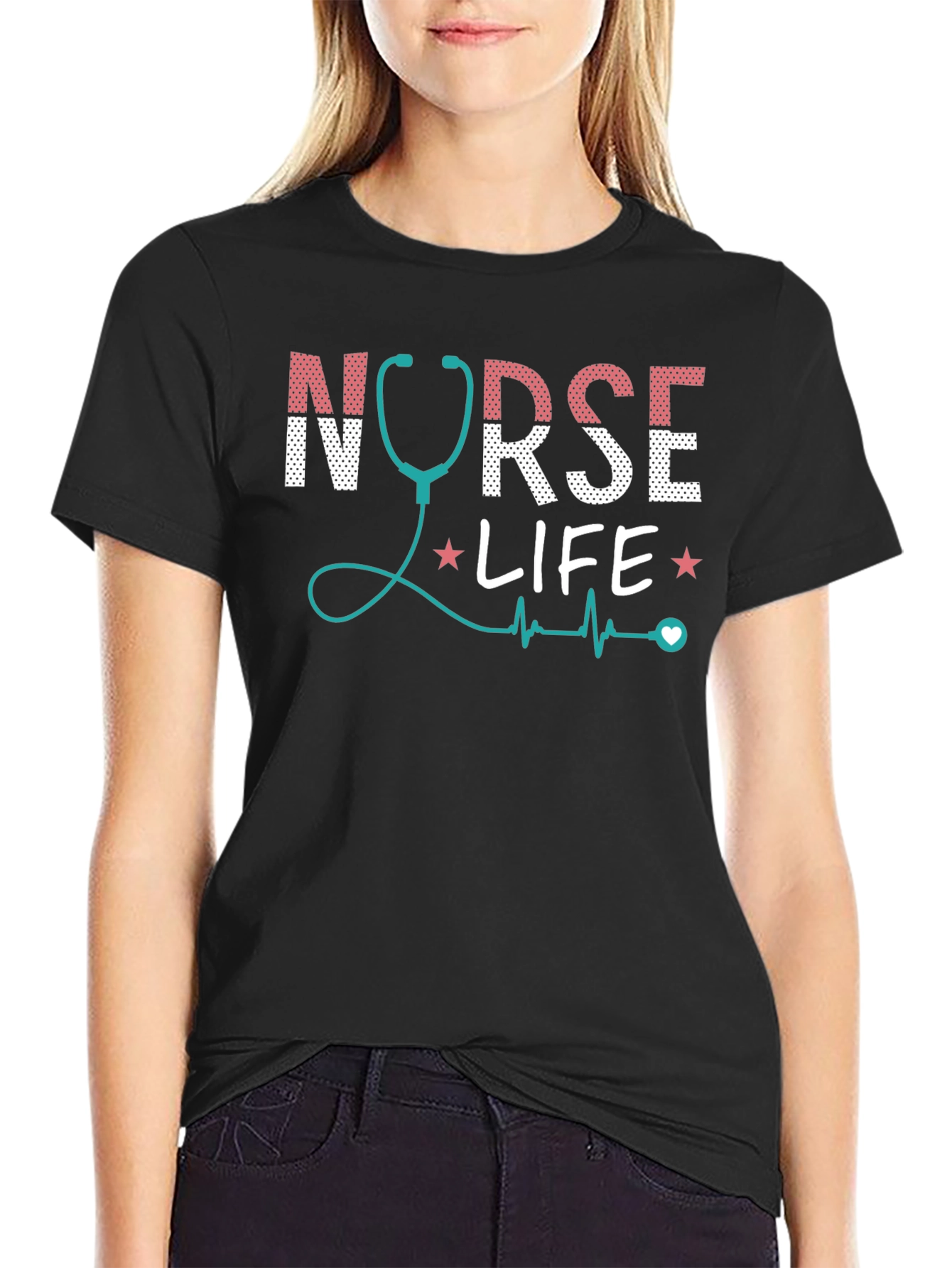 Nurse Life Graphic Tee - Stethoscope Design