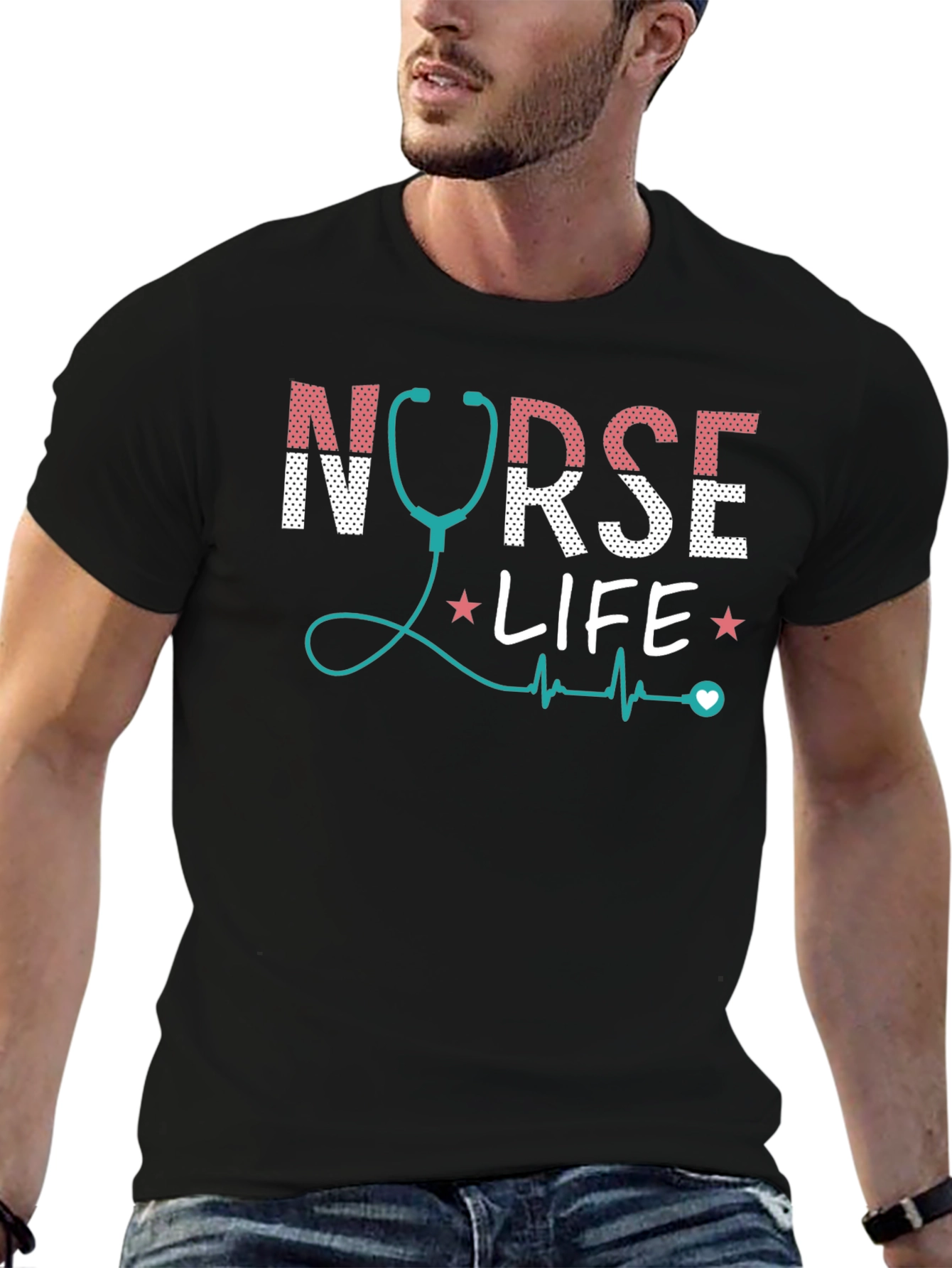 Nurse Life Graphic Tee - Stethoscope Design