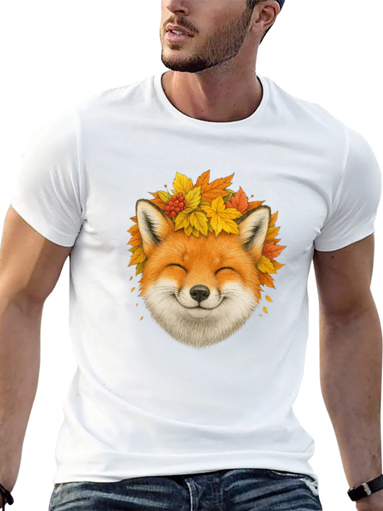 Fall Fox T-Shirt - Autumn Leaves Graphic Tee