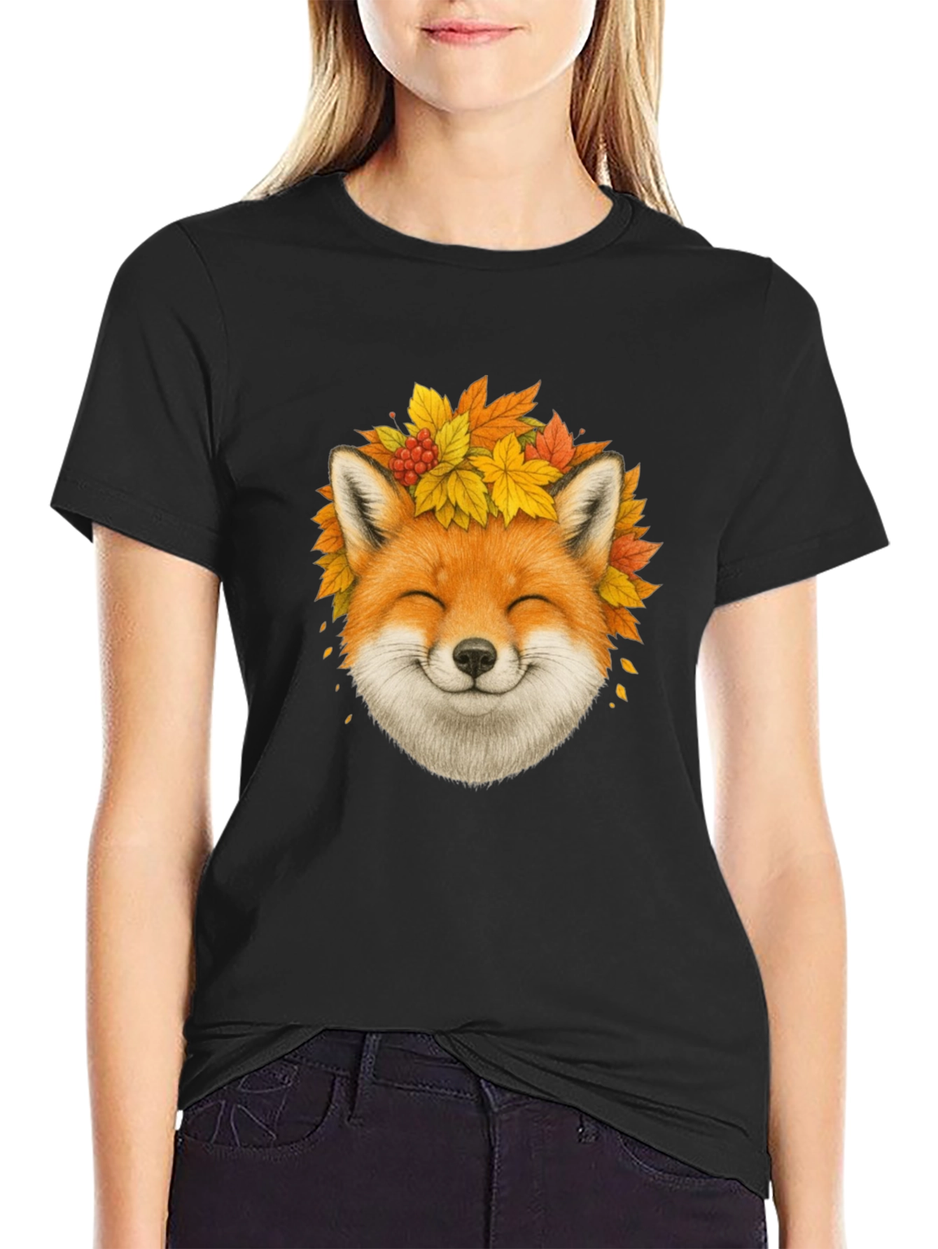 Fall Fox T-Shirt - Autumn Leaves Graphic Tee