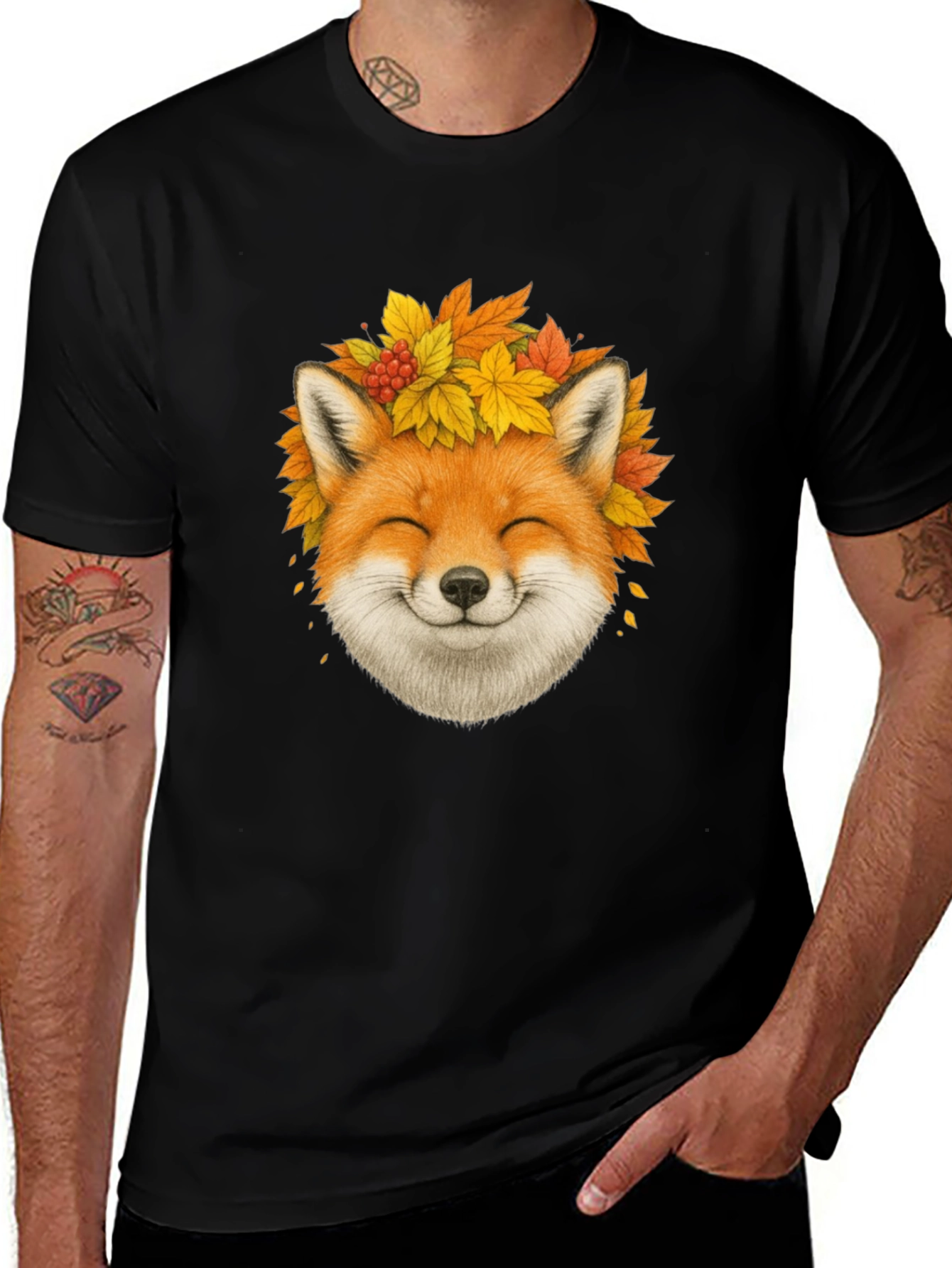 Fall Fox T-Shirt - Autumn Leaves Graphic Tee