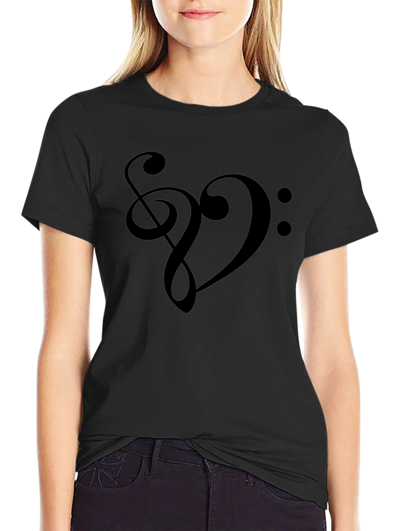 Music Note Heart T-Shirt - Black Graphic Tee