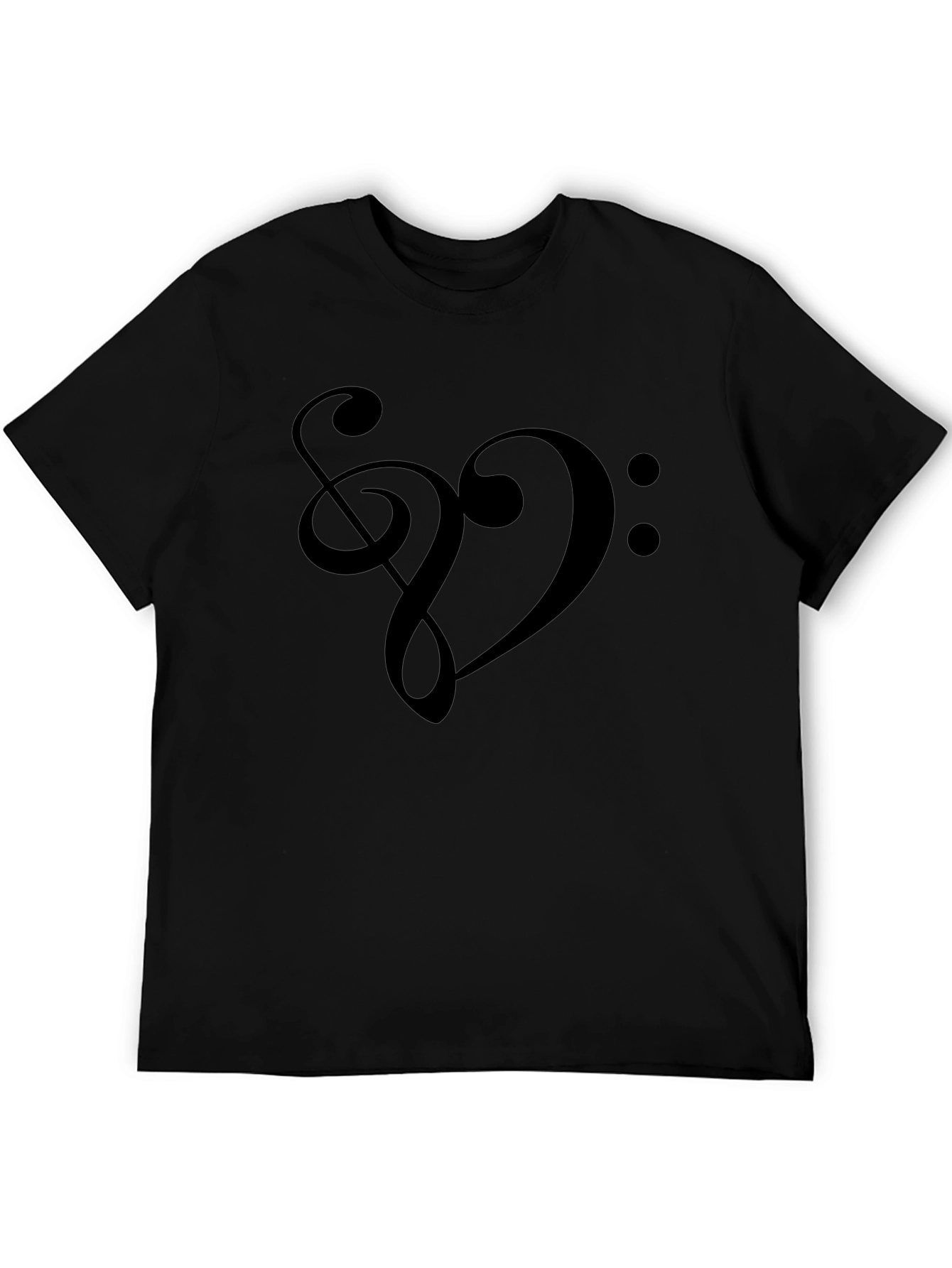 Music Note Heart T-Shirt - Black Graphic Tee