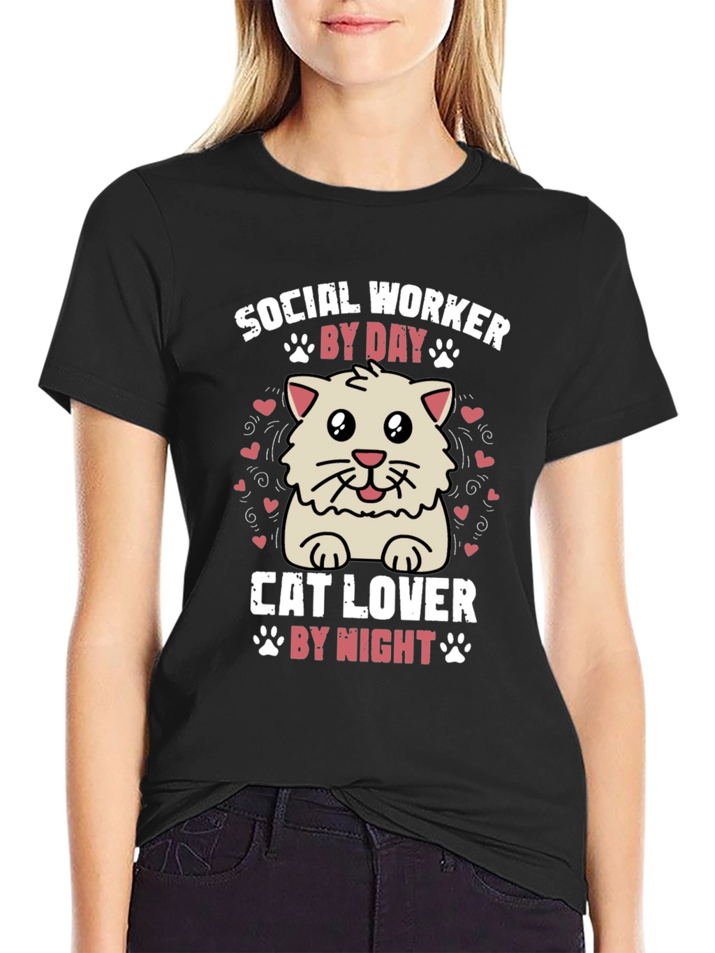 Social Worker Cat Lover Graphic Tee