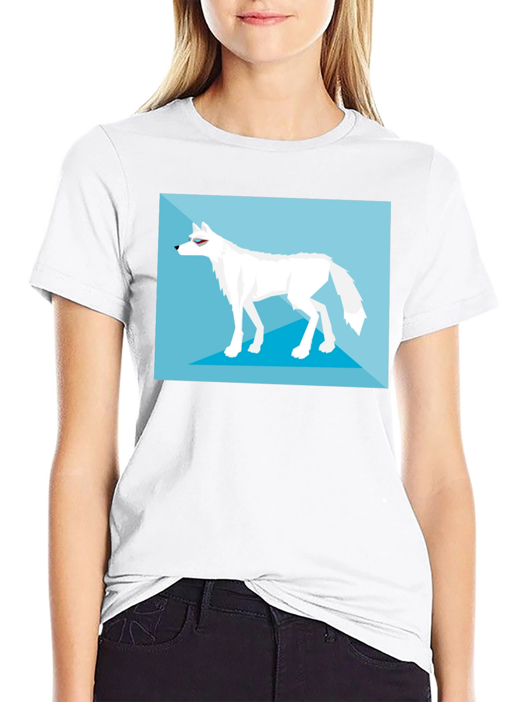 Geometric Arctic Wolf Graphic Tee - Black