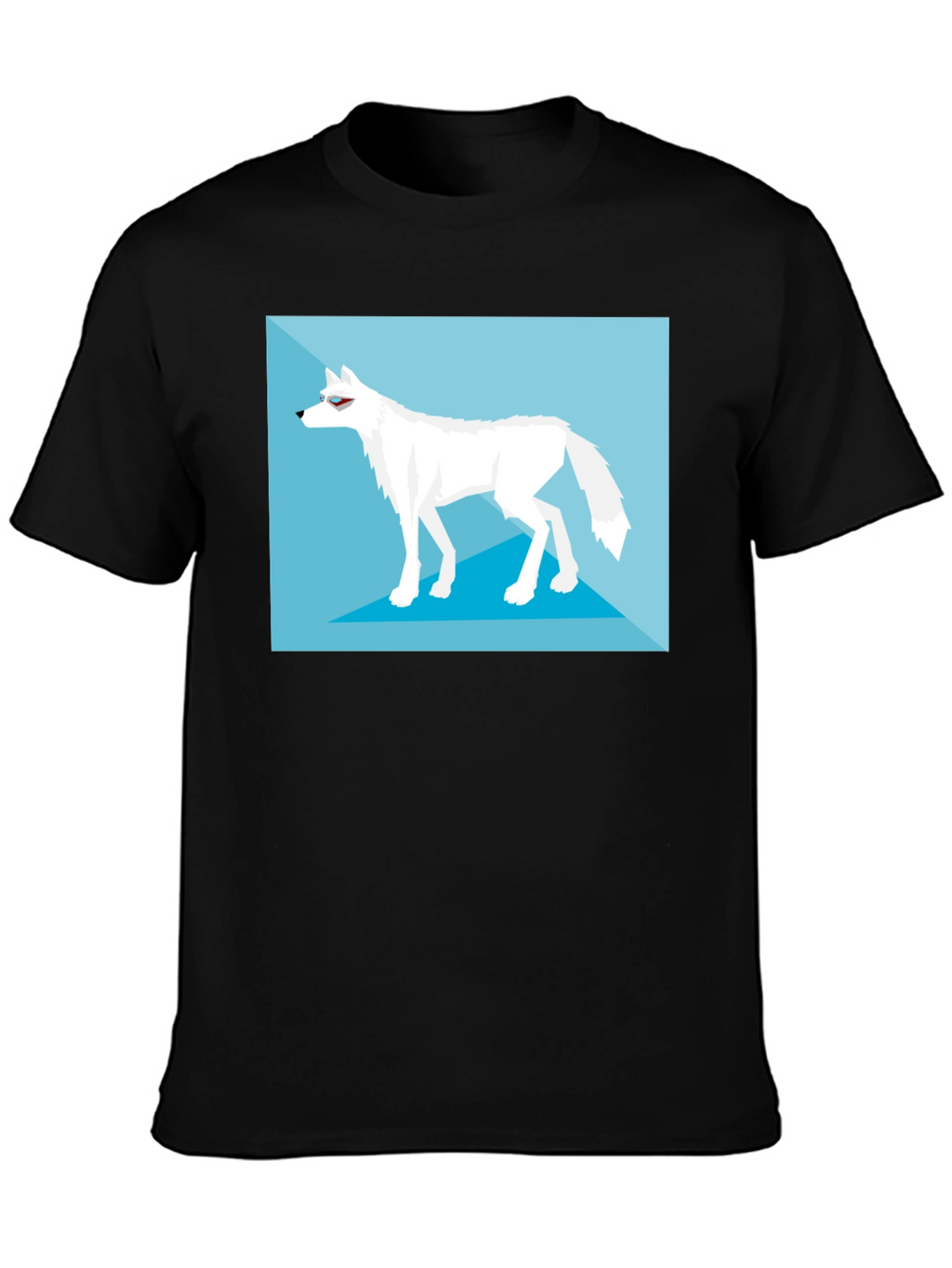 Geometric Arctic Wolf Graphic Tee - Black