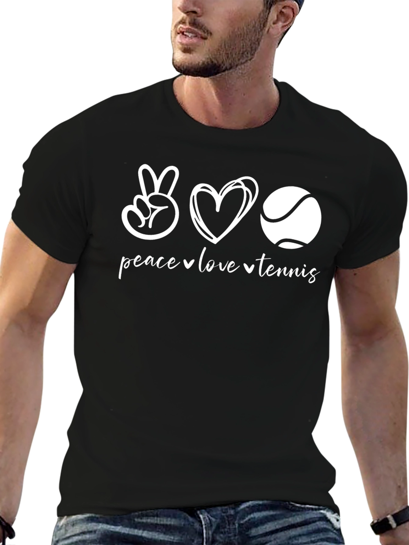 Peace Love Tennis Graphic Tee - Black