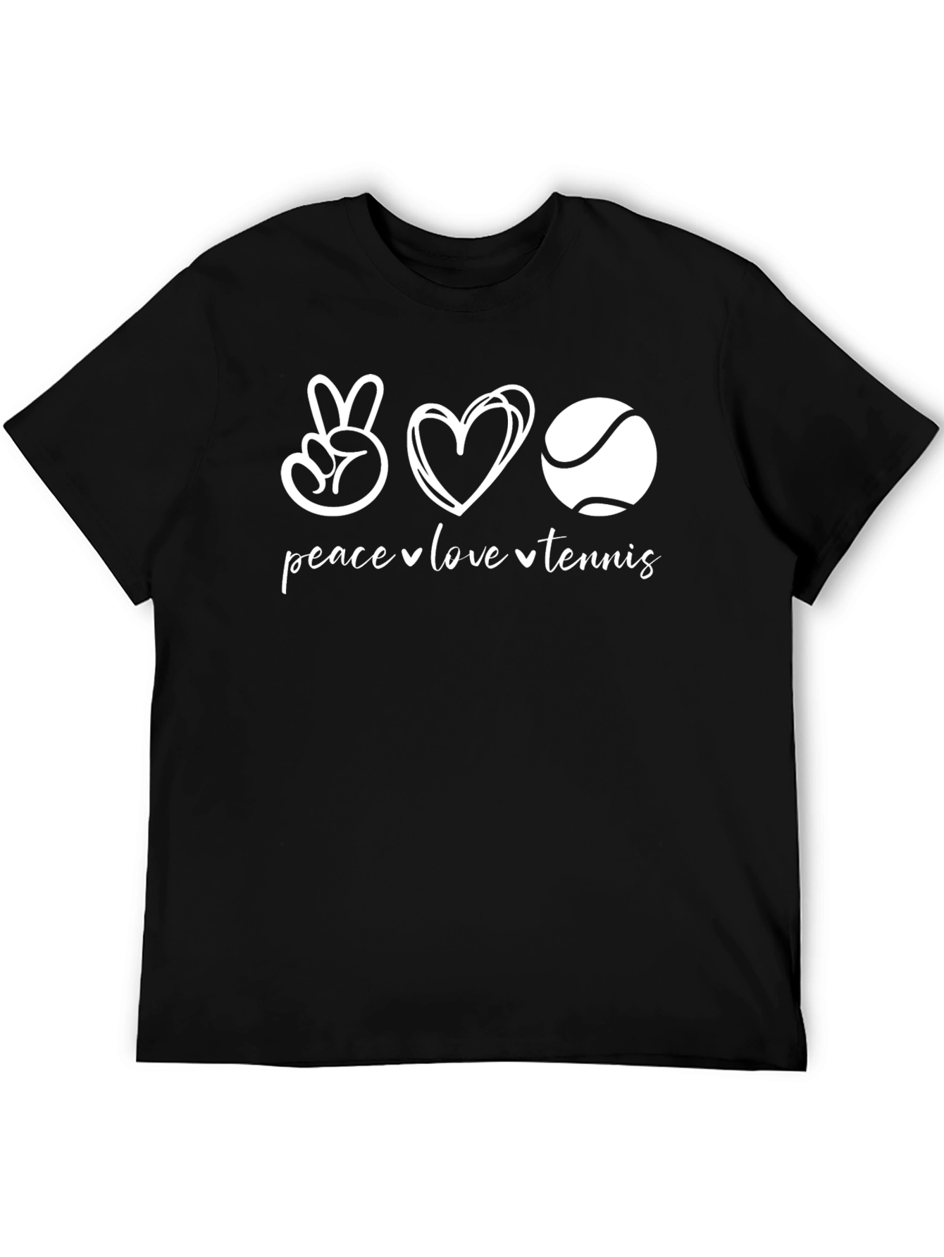Peace Love Tennis Graphic Tee - Black