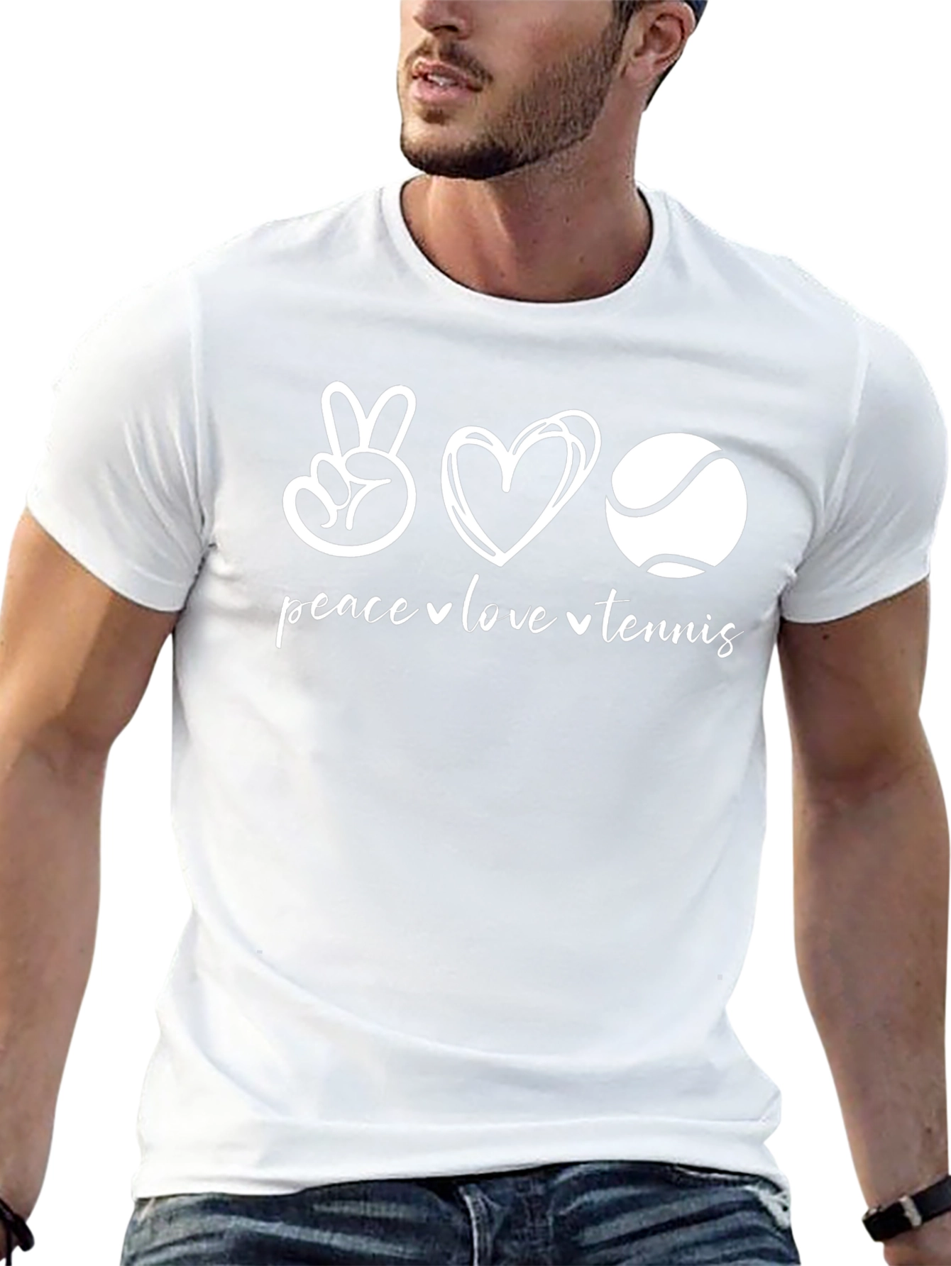 Peace Love Tennis Graphic Tee - Black
