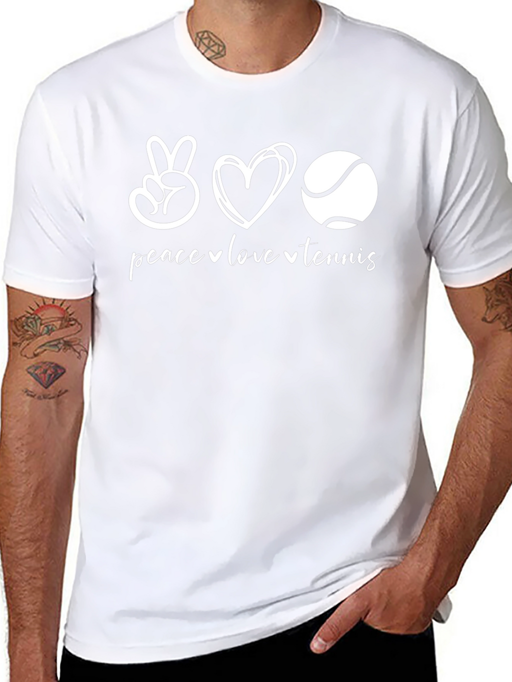 Peace Love Tennis Graphic Tee - Black