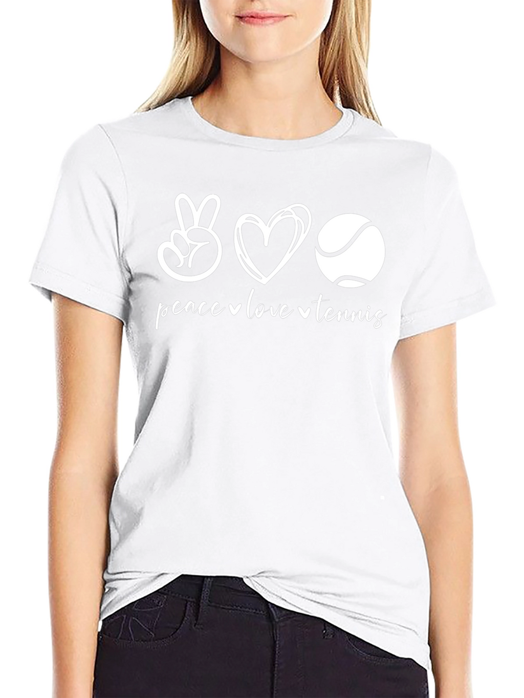 Peace Love Tennis Graphic Tee - Black