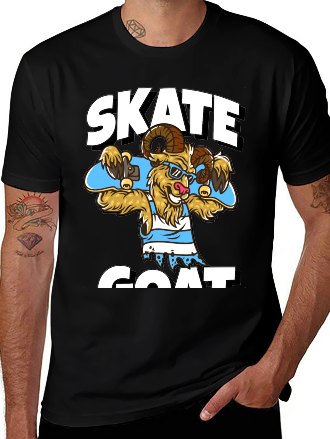 Skate Goat Graphic T-Shirt - Funny Animal Tee