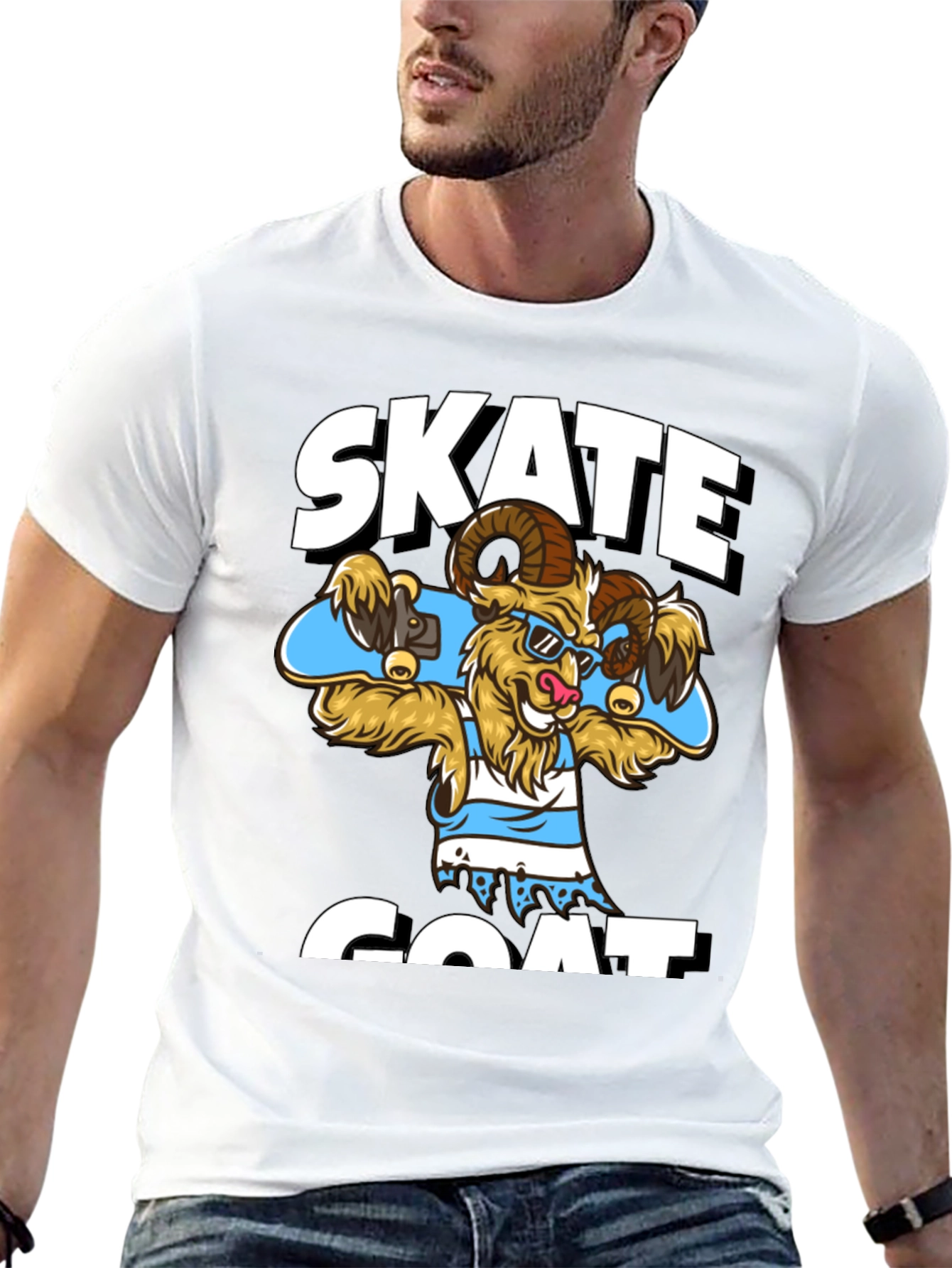 Skate Goat Graphic T-Shirt - Funny Animal Tee