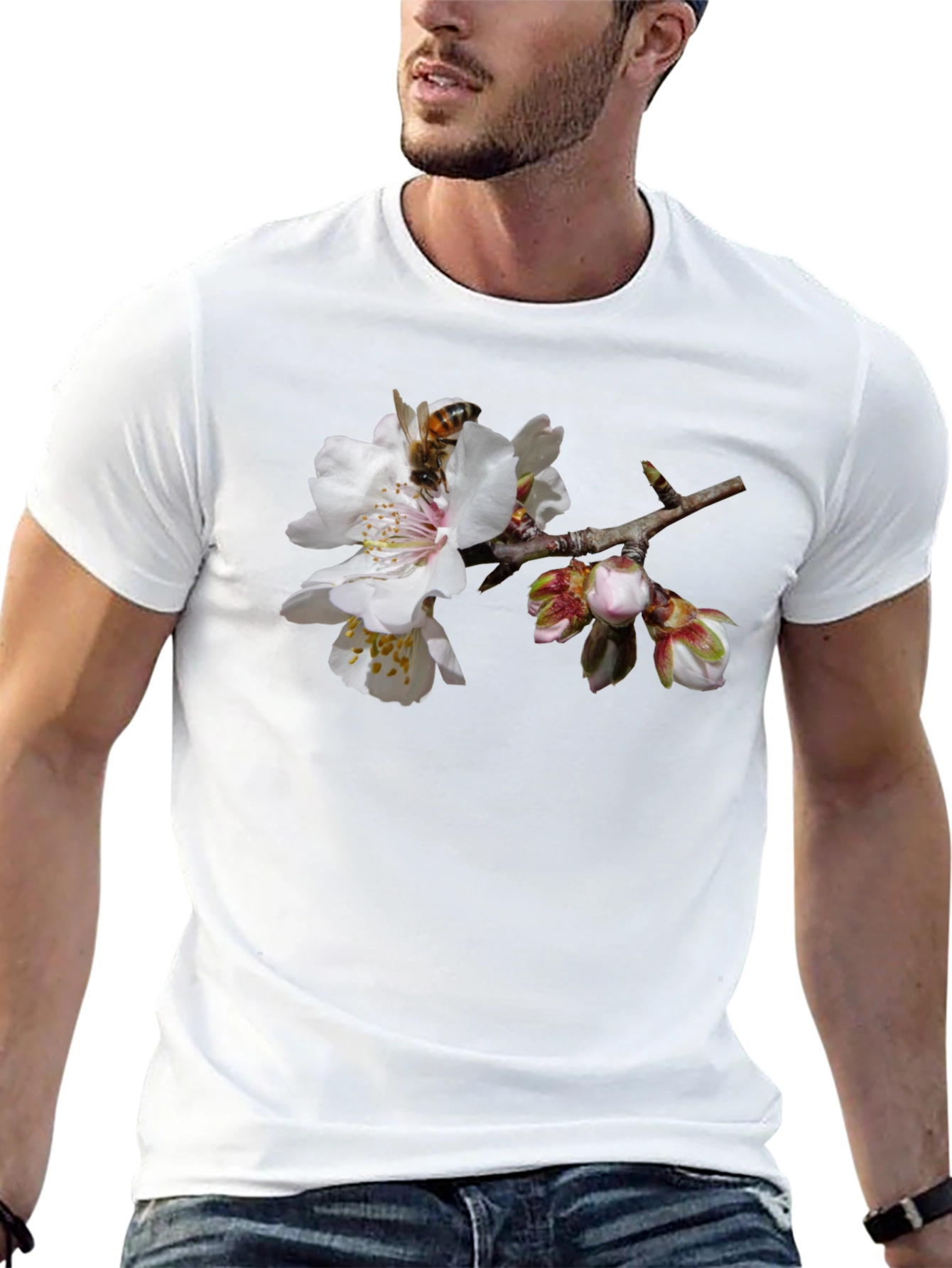 Bee on Blossom Graphic Tee - Nature Inspired Style