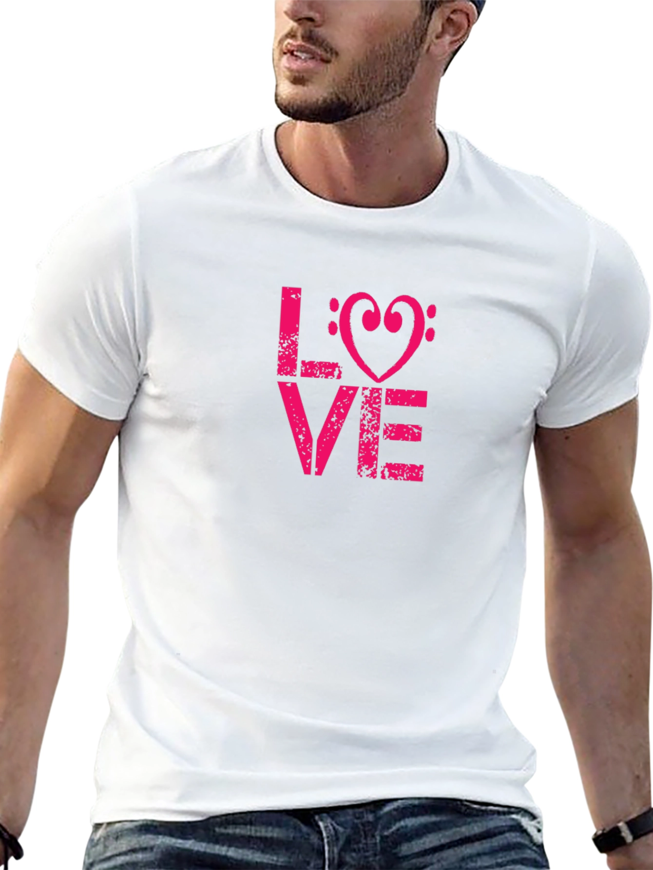 Love Heart Treble Clef Graphic T-Shirt