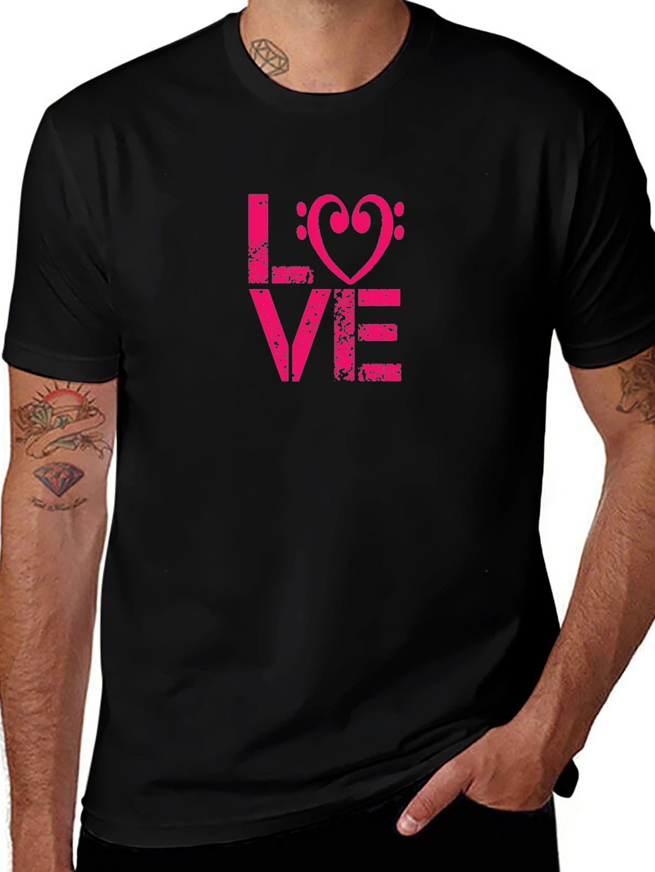 Love Heart Treble Clef Graphic T-Shirt
