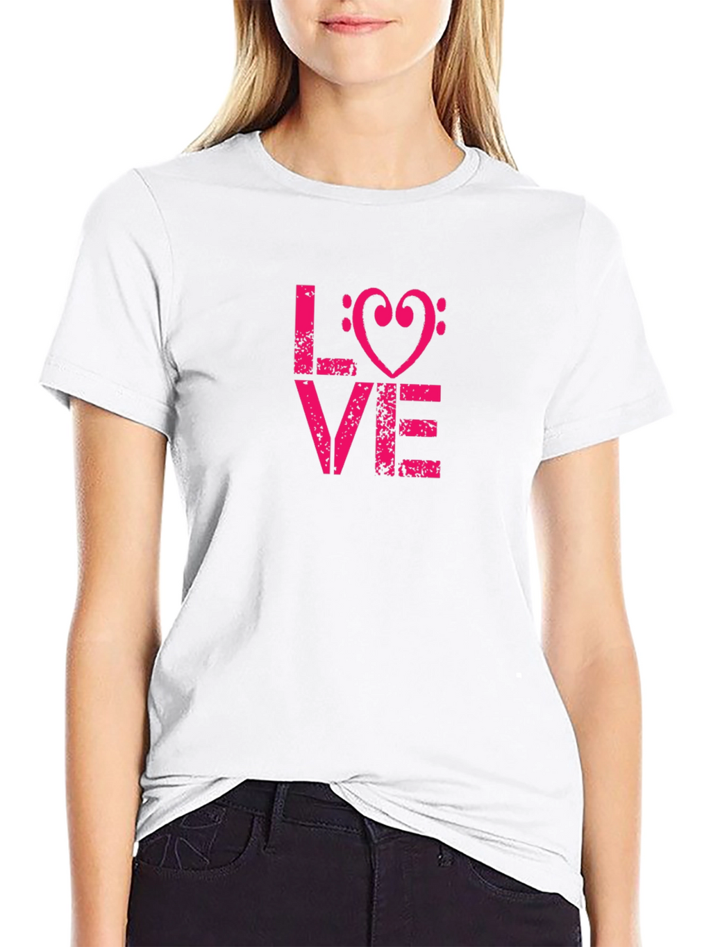 Love Heart Treble Clef Graphic T-Shirt
