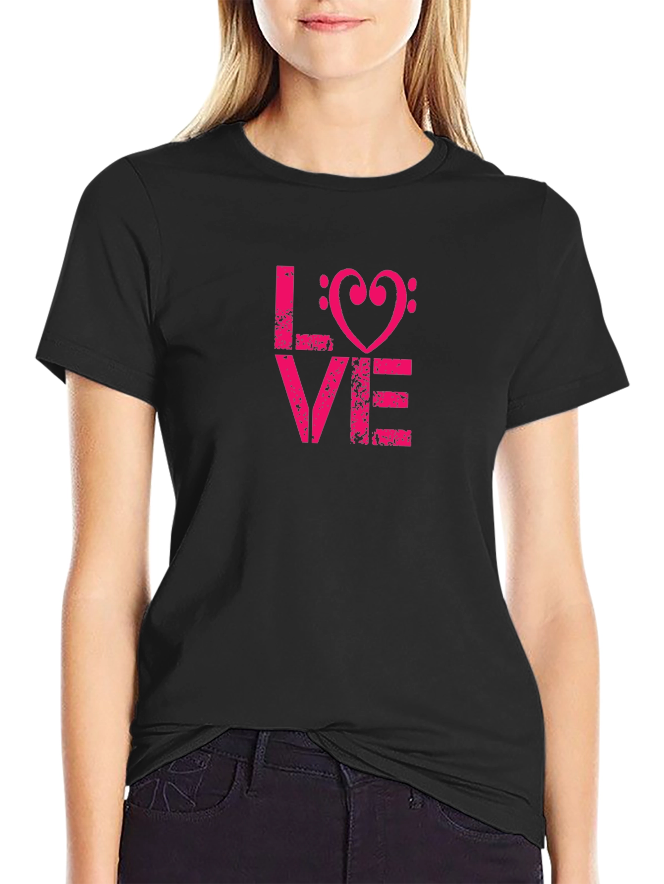 Love Heart Treble Clef Graphic T-Shirt
