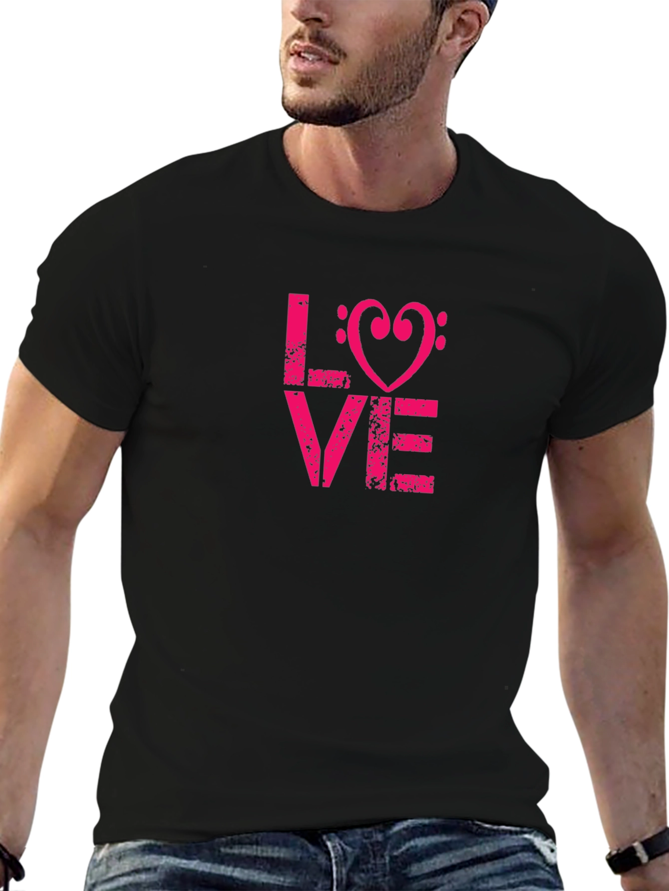 Love Heart Treble Clef Graphic T-Shirt