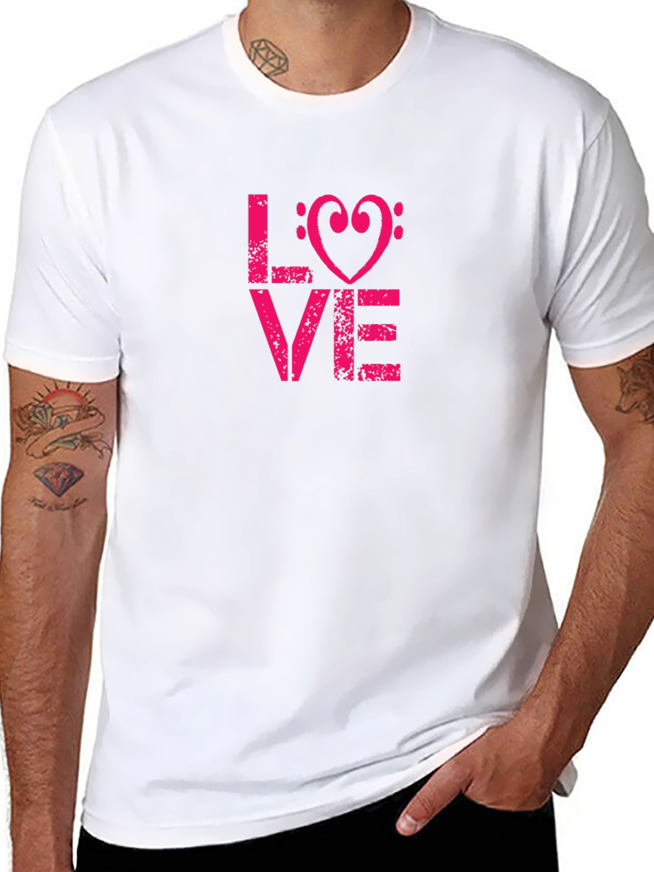 Love Heart Treble Clef Graphic T-Shirt