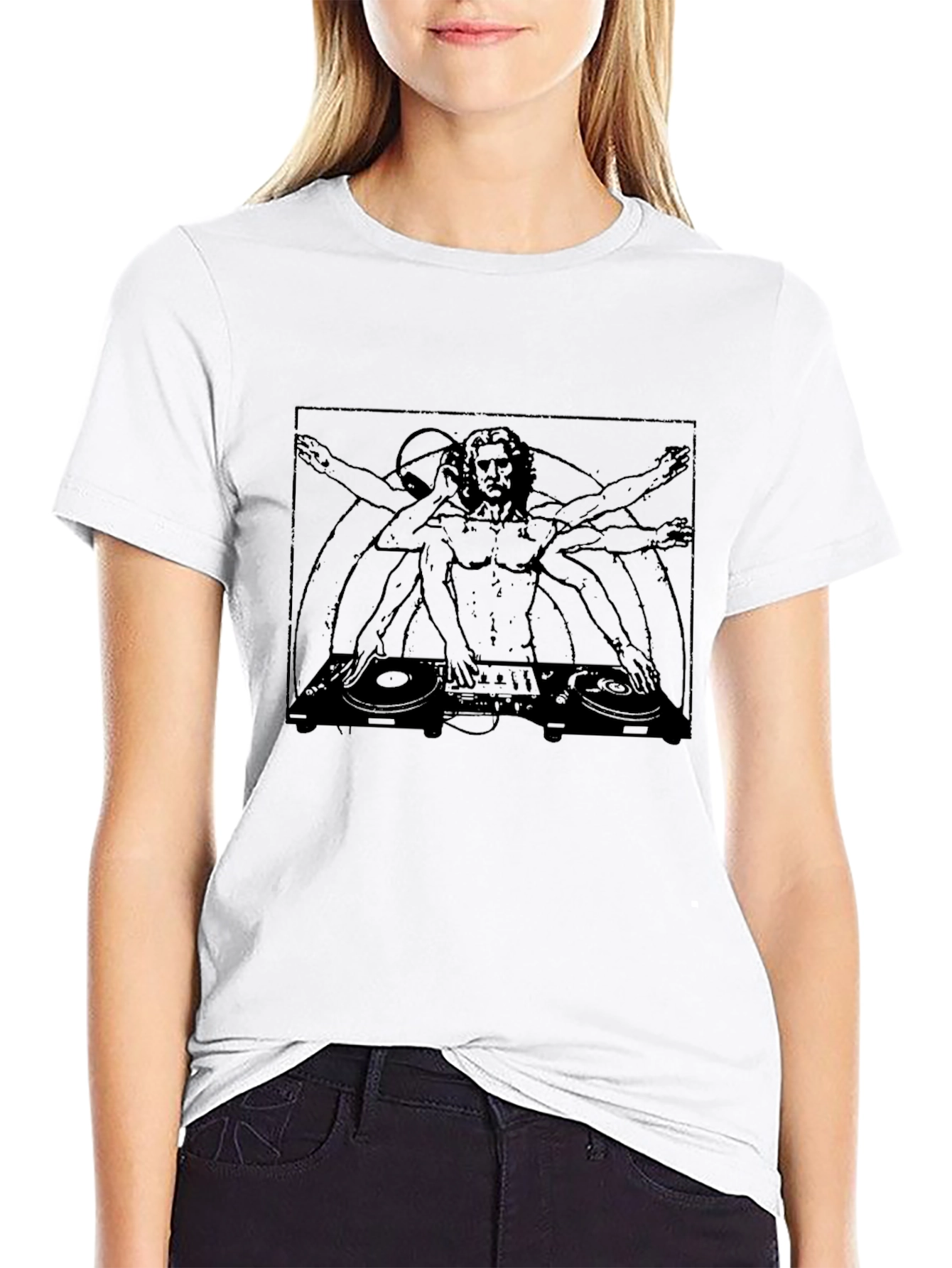 DJ Vitruvian Man Graphic Tee - Black