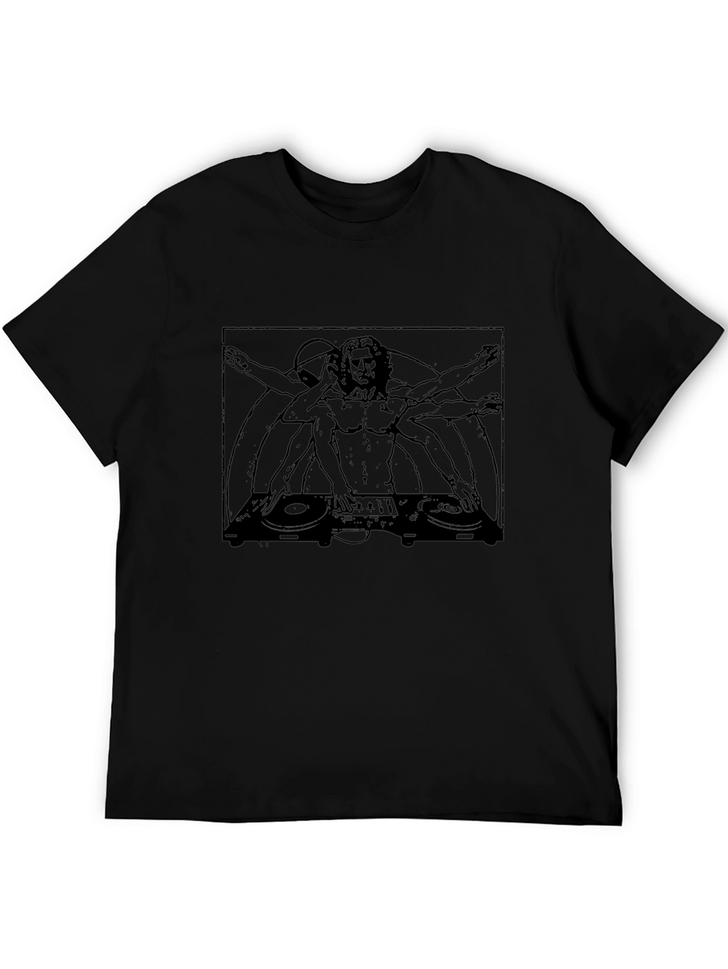 DJ Vitruvian Man Graphic Tee - Black