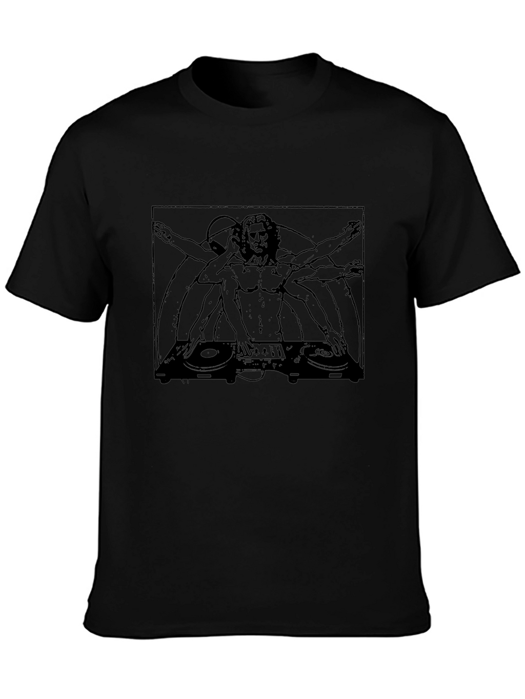 DJ Vitruvian Man Graphic Tee - Black
