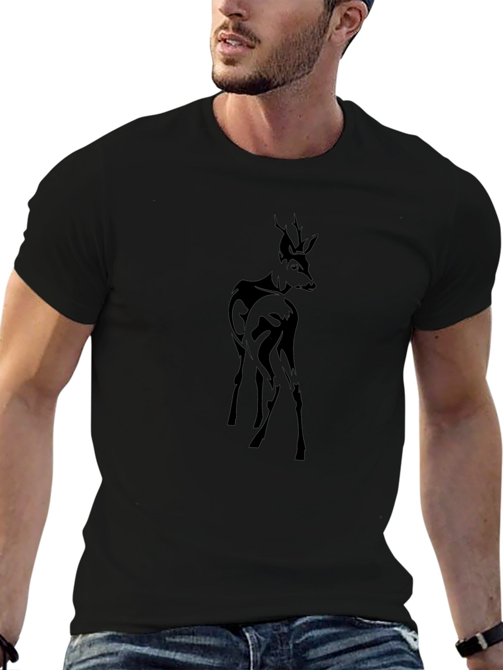 Deer Silhouette Black T-Shirt