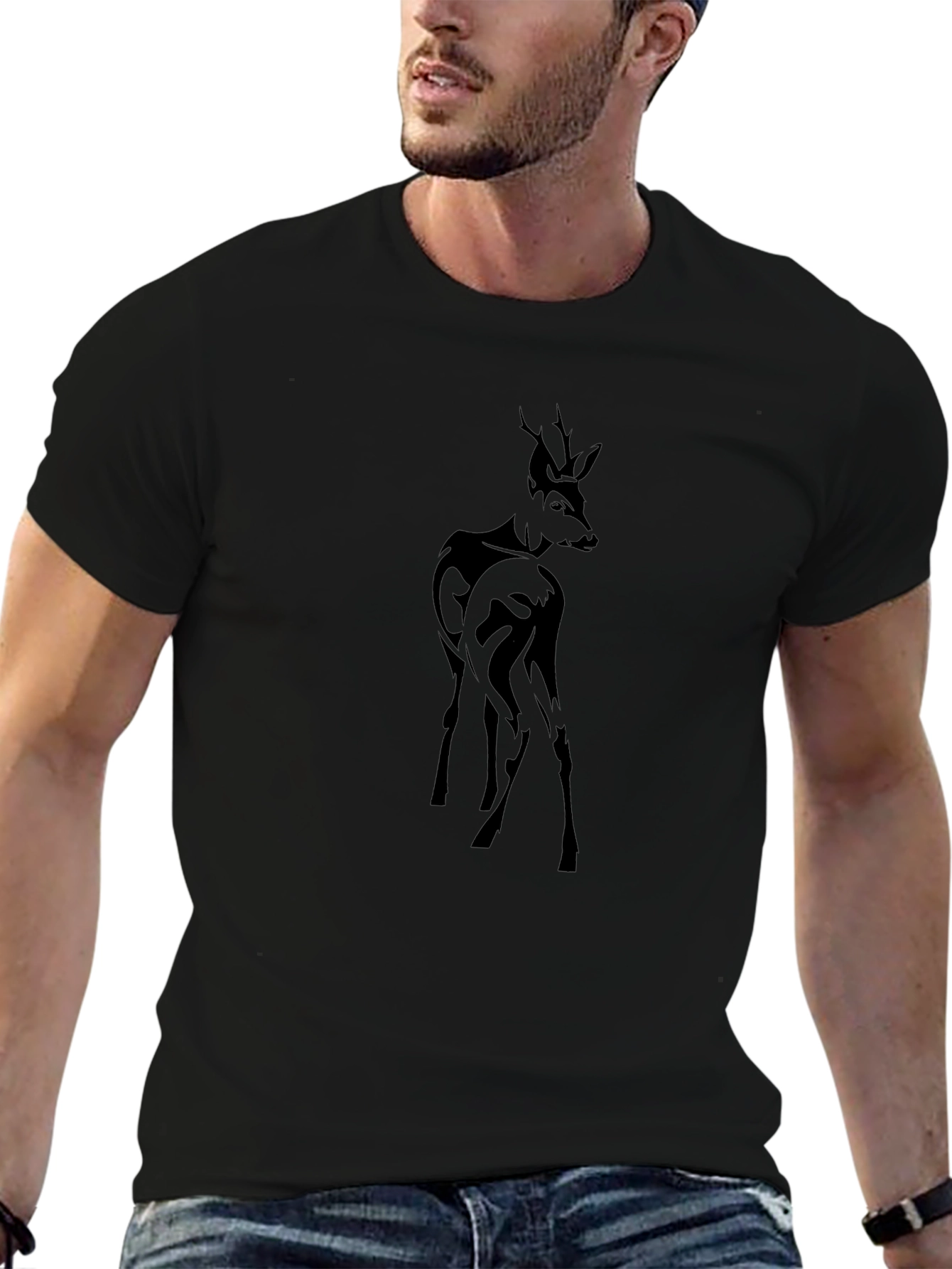 Deer Silhouette Black T-Shirt