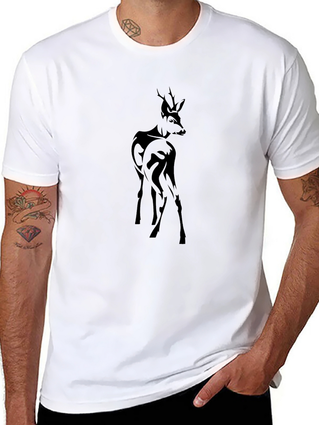 Deer Silhouette Black T-Shirt