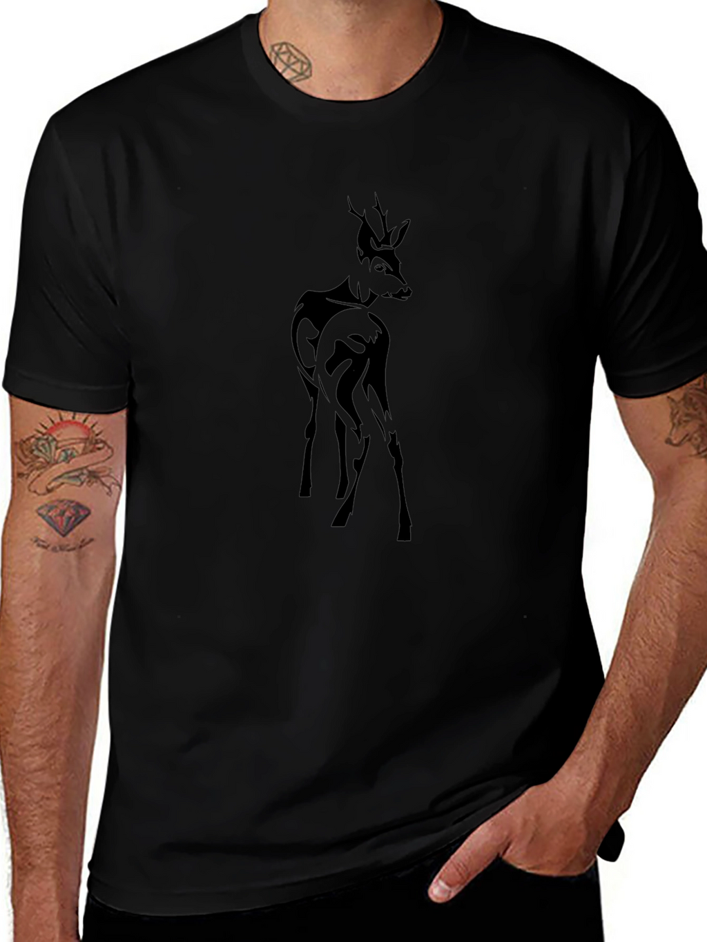 Deer Silhouette Black T-Shirt