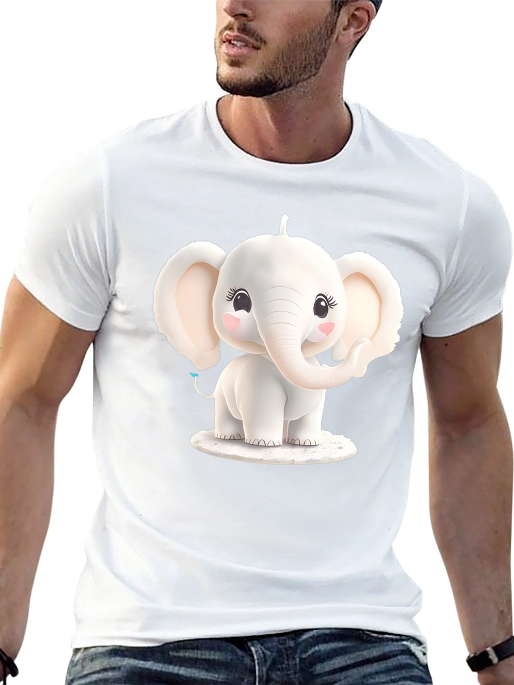 Cute Elephant Graphic Tee - Black T-Shirt
