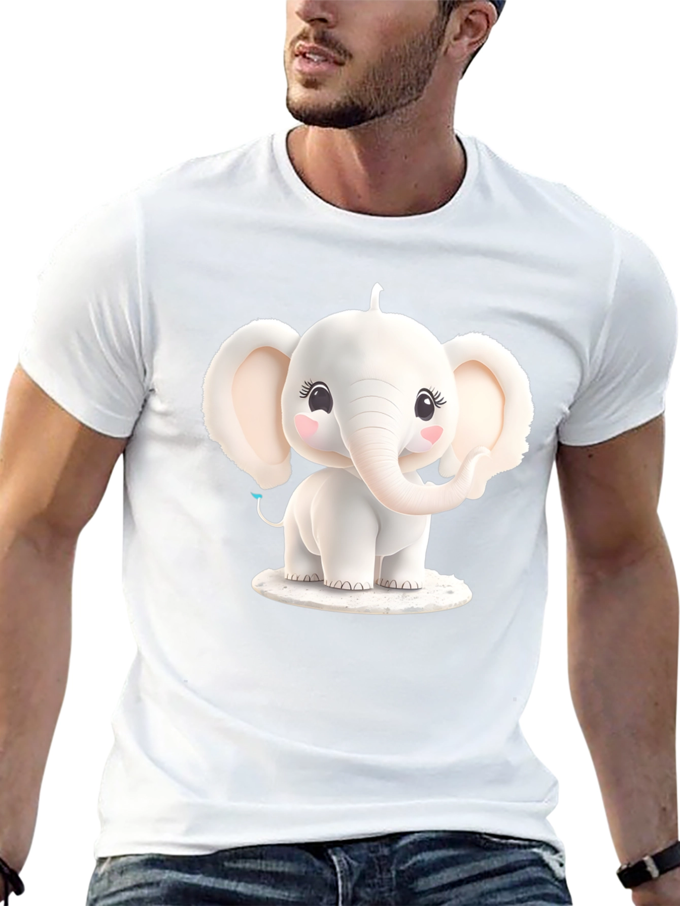 Cute Elephant Graphic Tee - Black T-Shirt