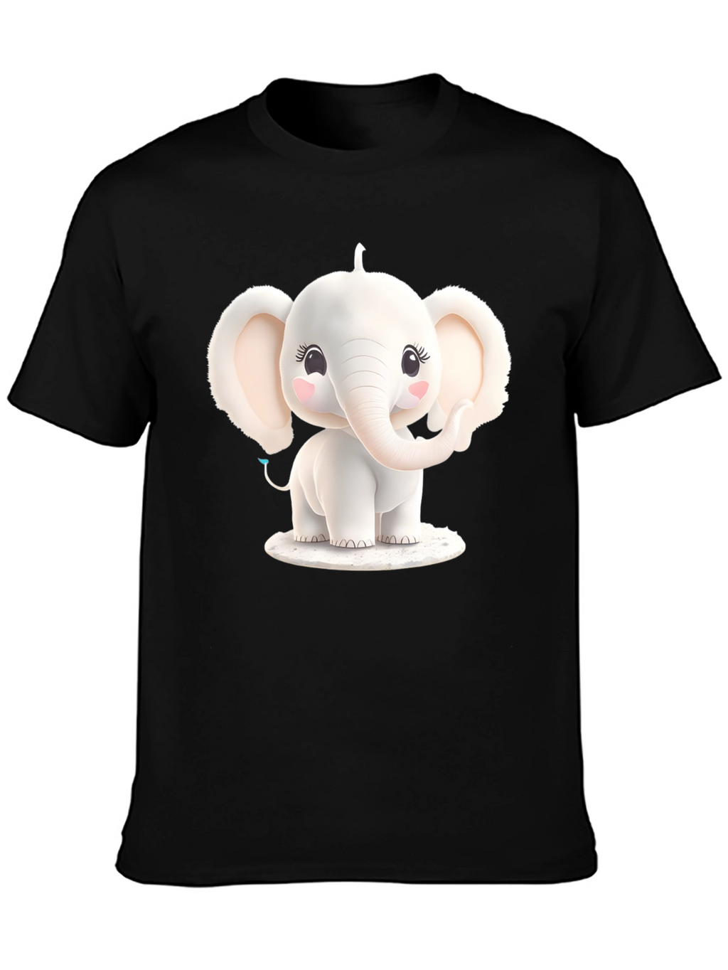Cute Elephant Graphic Tee - Black T-Shirt