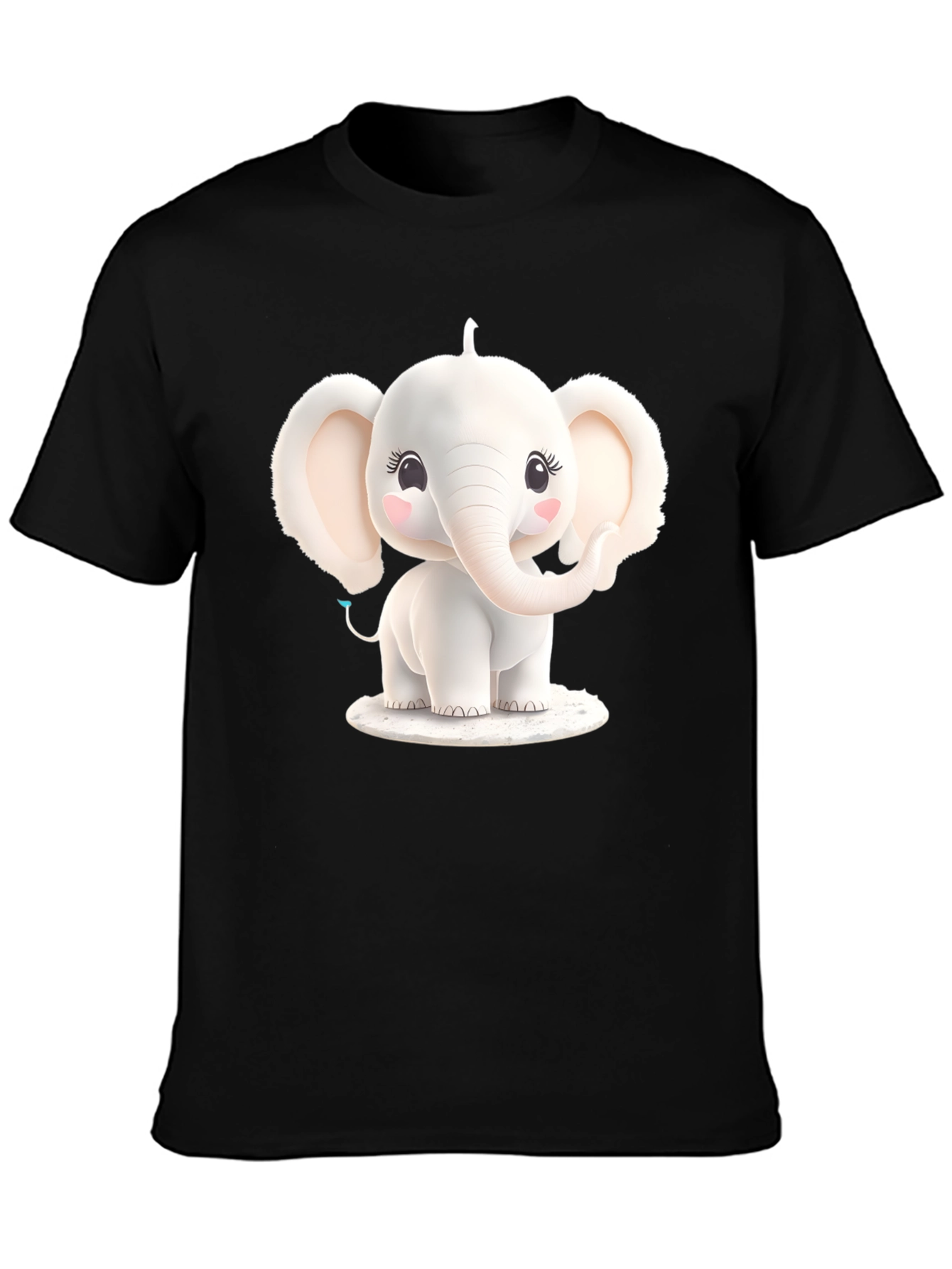 Cute Elephant Graphic Tee - Black T-Shirt