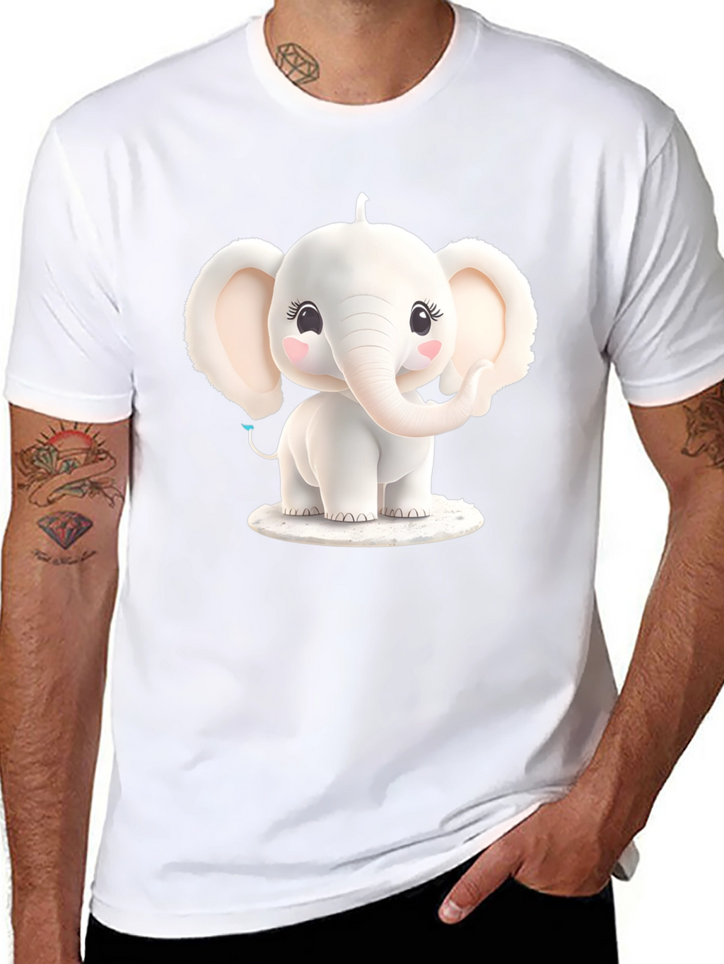 Cute Elephant Graphic Tee - Black T-Shirt