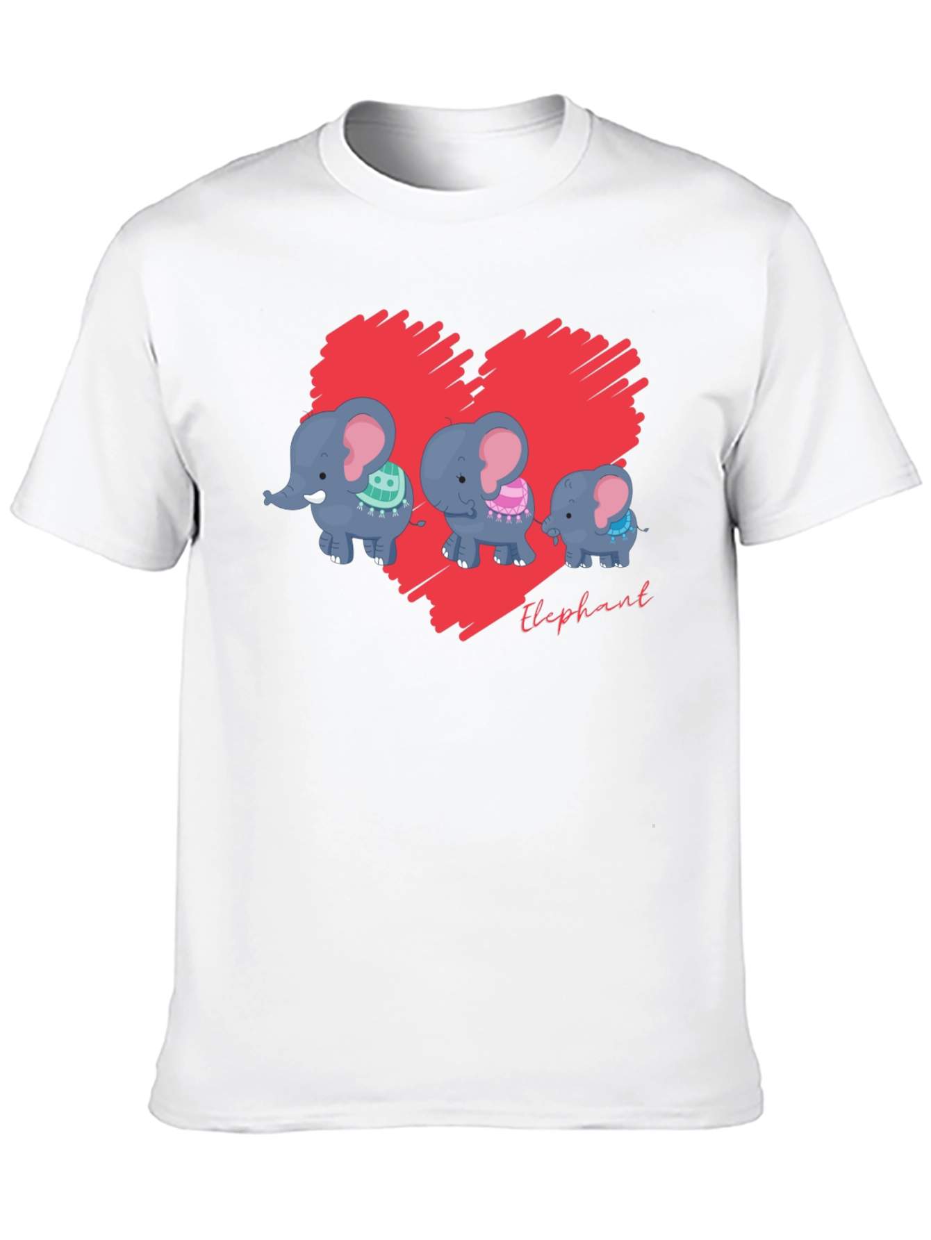 Elephant Family Heart Graphic Black T-Shirt