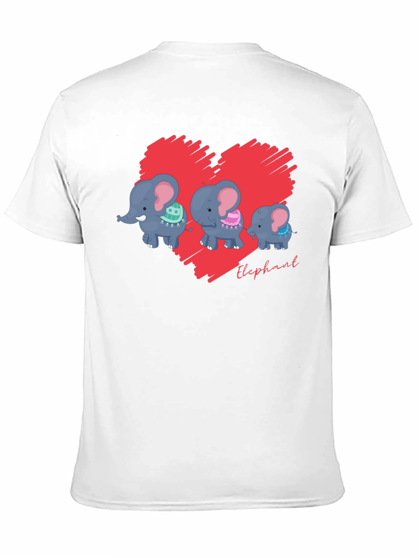 Elephant Family Heart Graphic Black T-Shirt