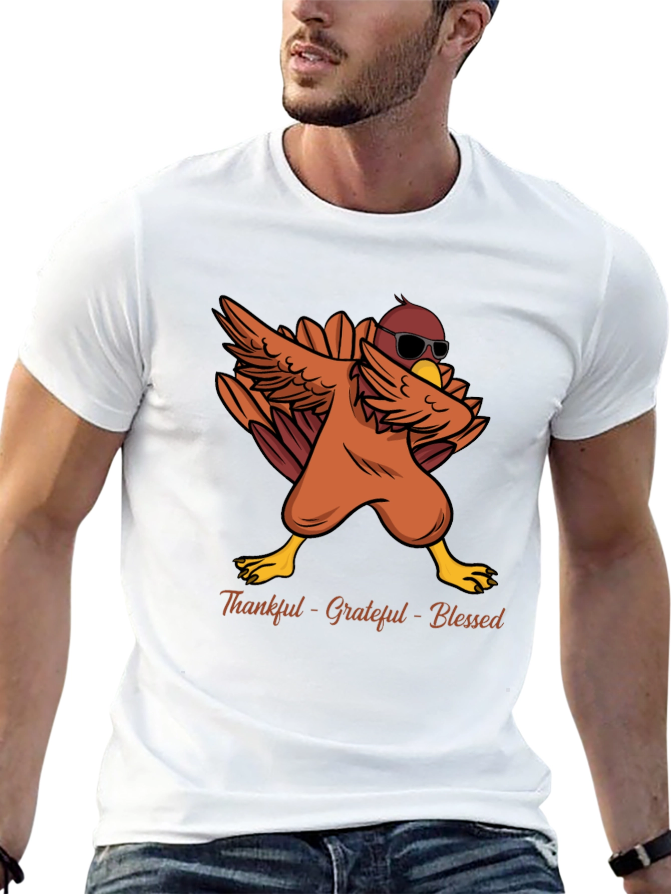Thankful Grateful Blessed Thanksgiving Turkey Dab T-Shirt