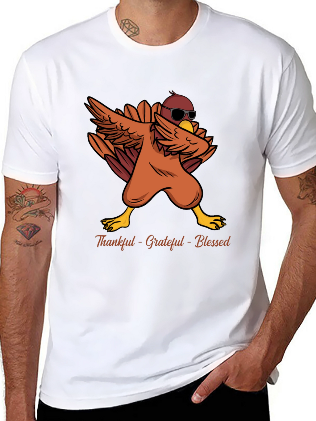 Thankful Grateful Blessed Thanksgiving Turkey Dab T-Shirt