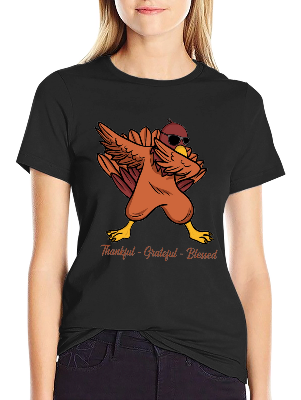 Thankful Grateful Blessed Thanksgiving Turkey Dab T-Shirt