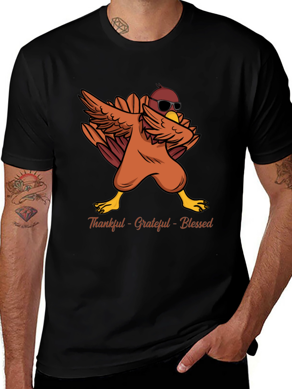 Thankful Grateful Blessed Thanksgiving Turkey Dab T-Shirt