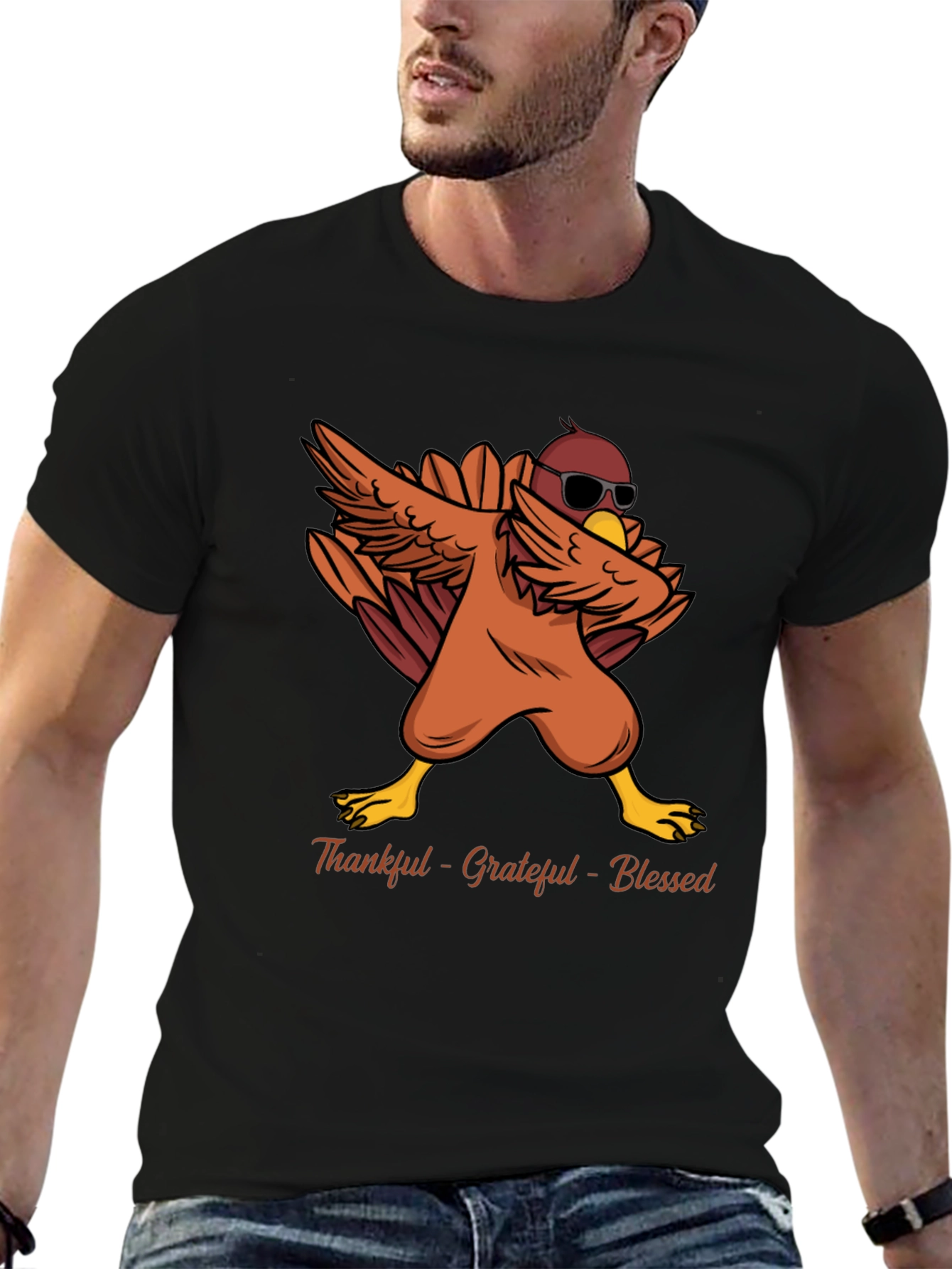 Thankful Grateful Blessed Thanksgiving Turkey Dab T-Shirt