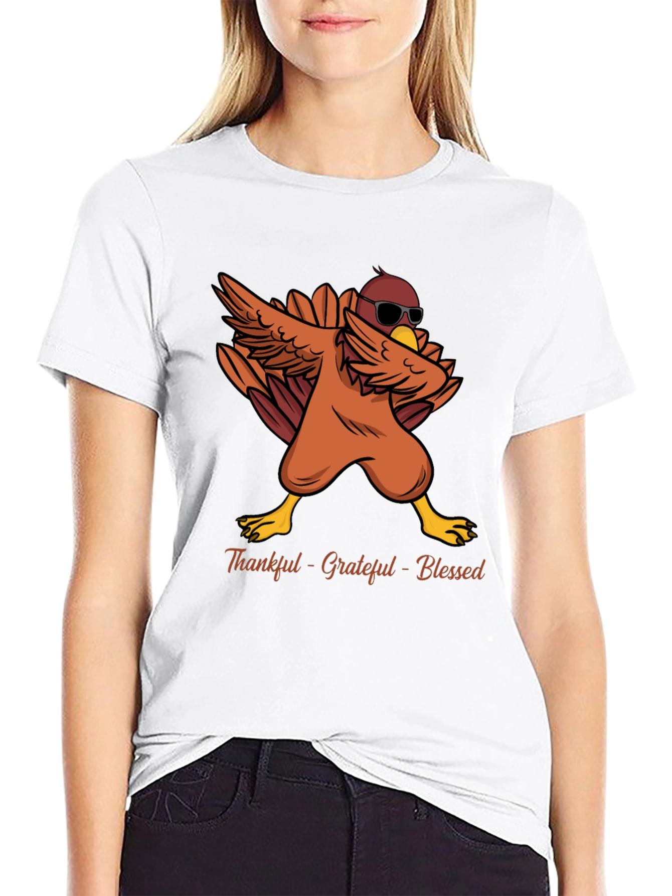 Thankful Grateful Blessed Thanksgiving Turkey Dab T-Shirt
