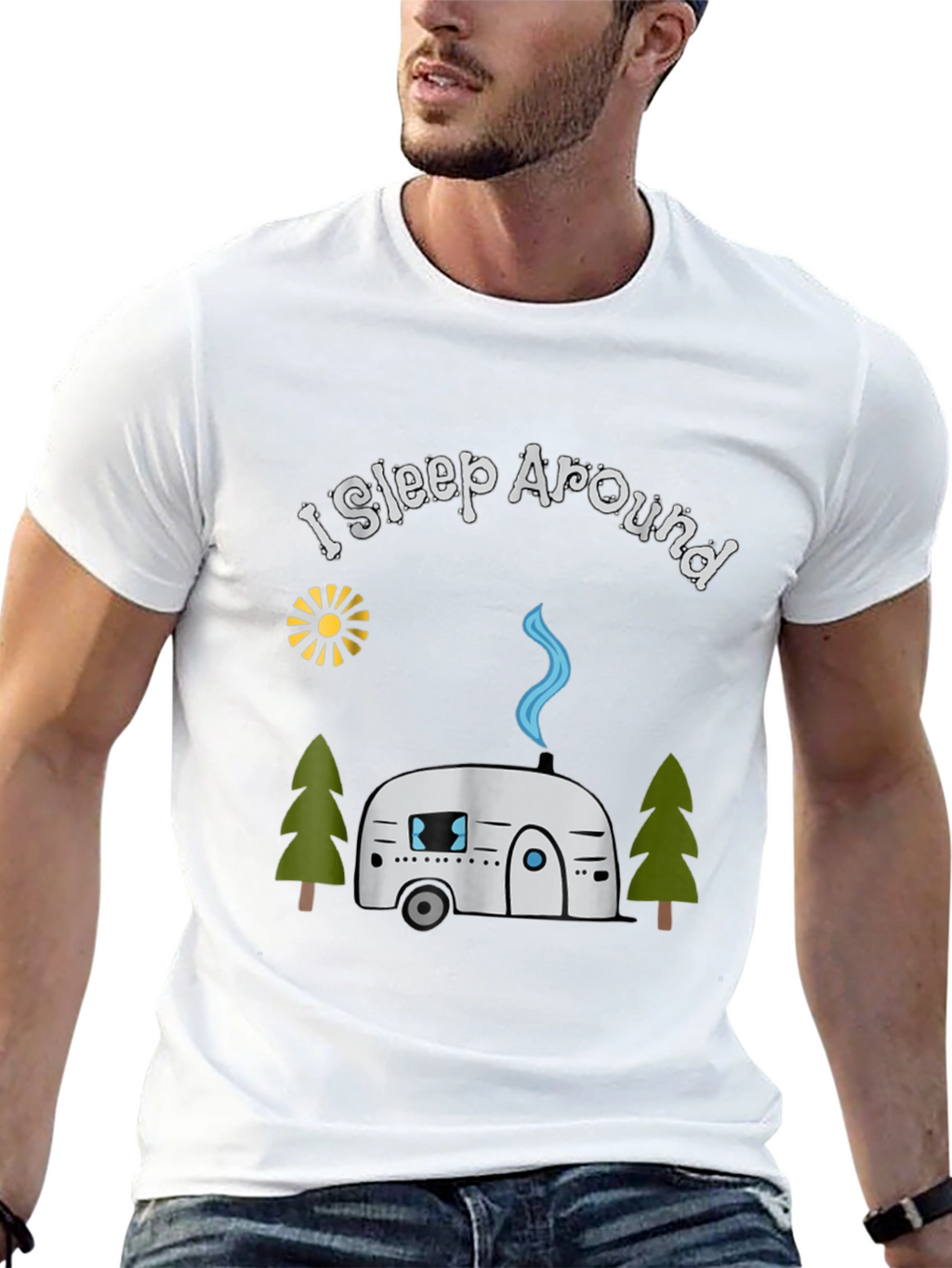 I Sleep Around Camping T-Shirt - Black