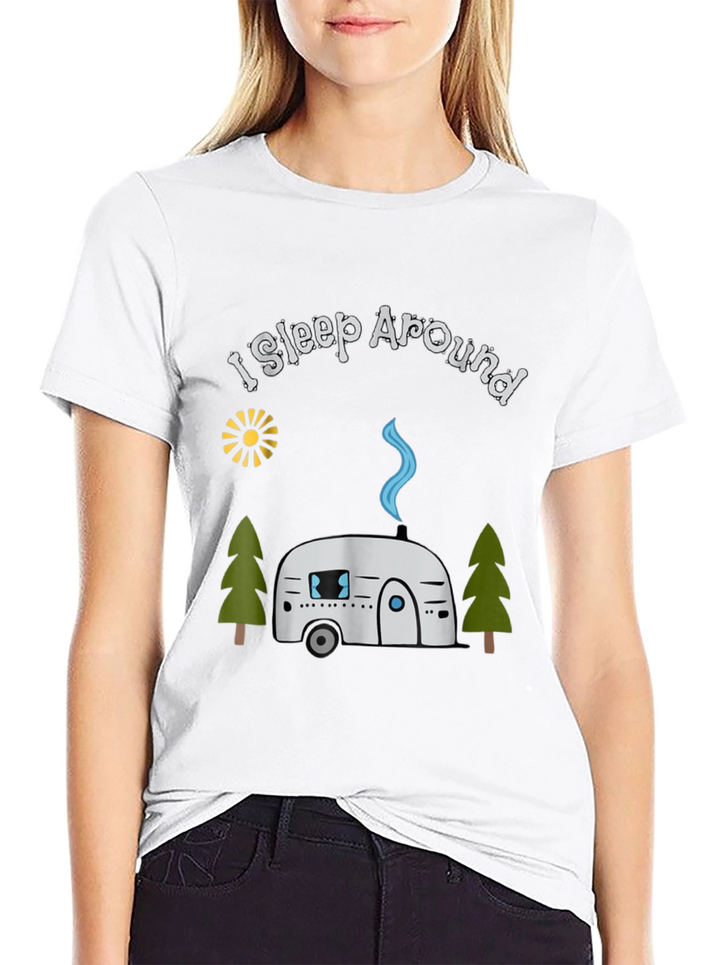 I Sleep Around Camping T-Shirt - Black