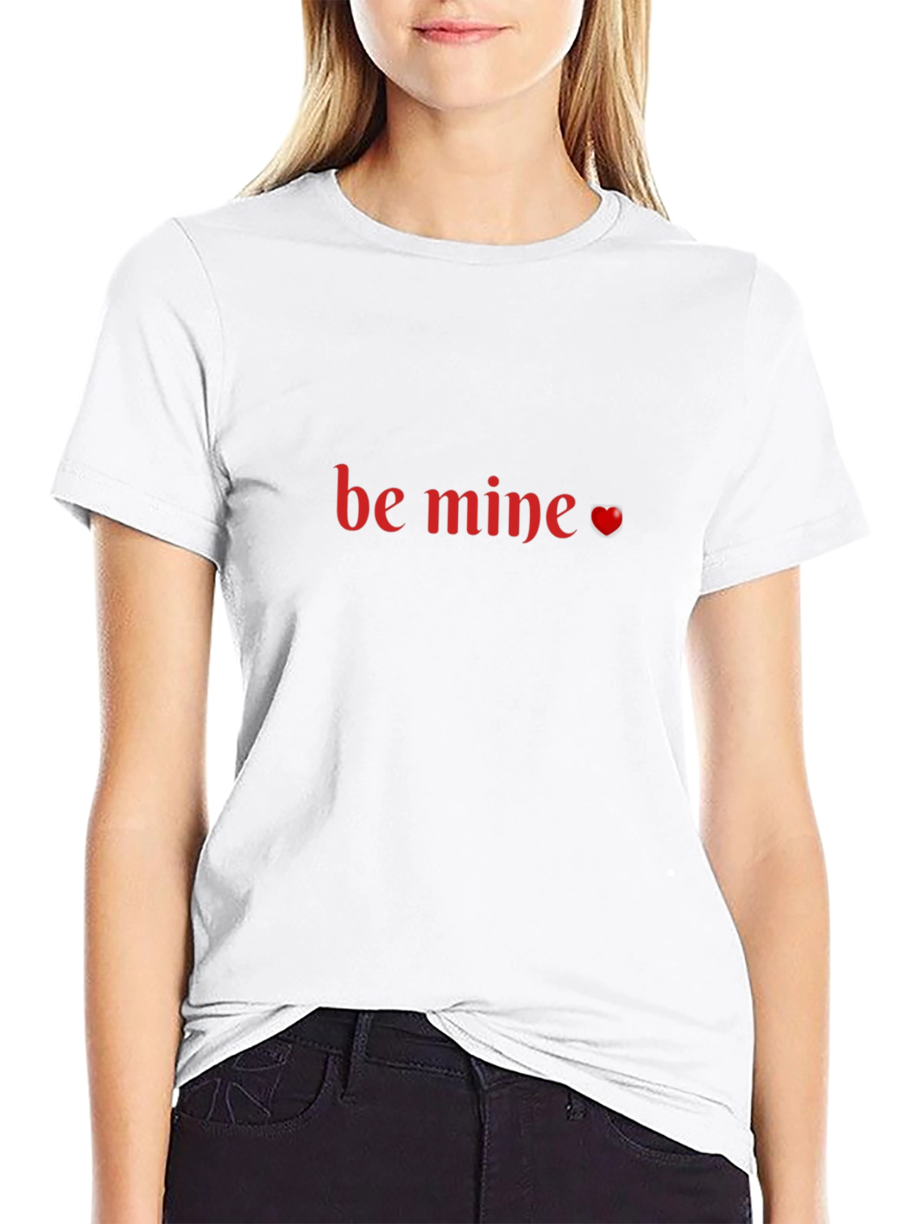 Be Mine Valentines Day T-Shirt - Black Crew Neck